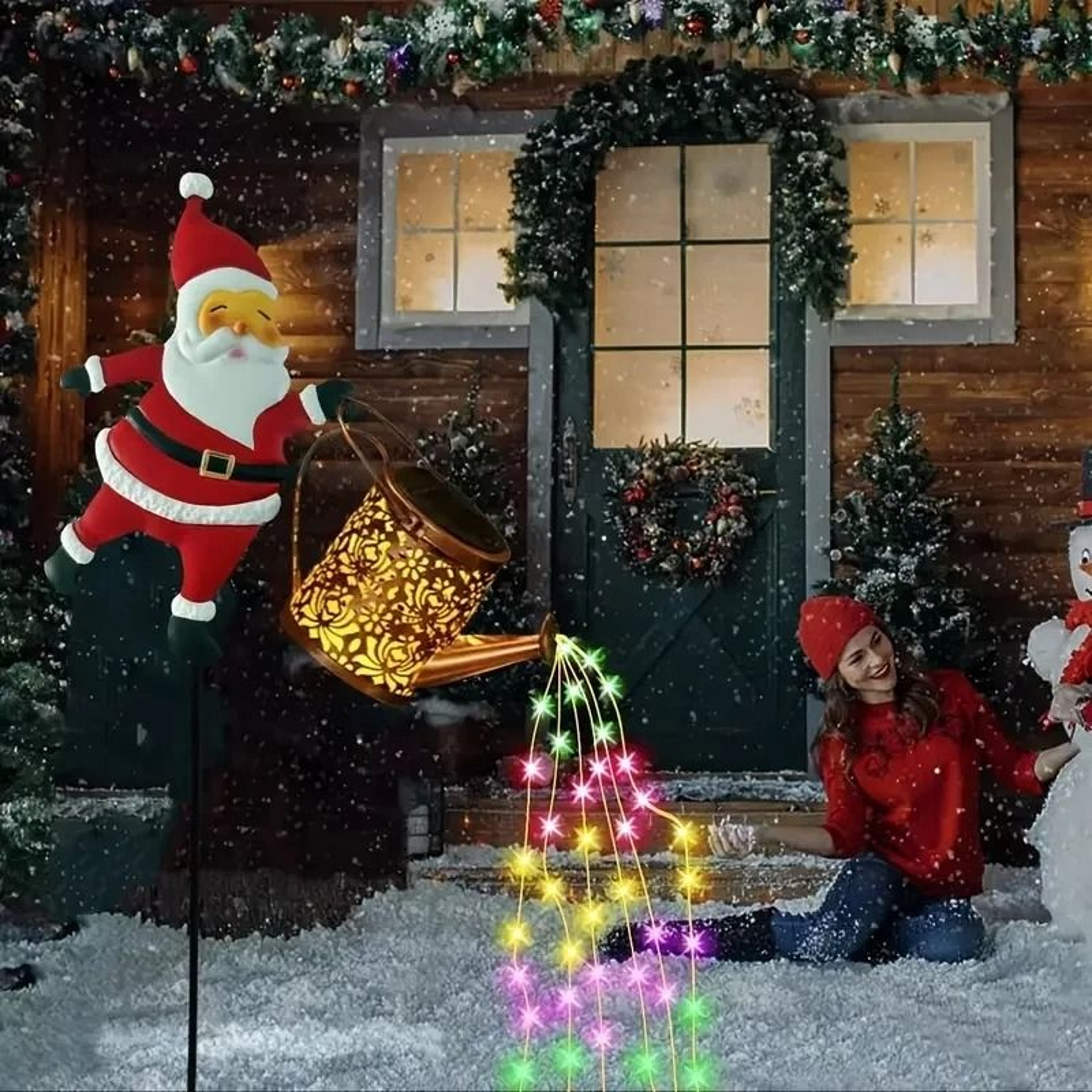 Solar Santa Claus Kettle Light For Garden And Outdoor Christmas Decoration 0
