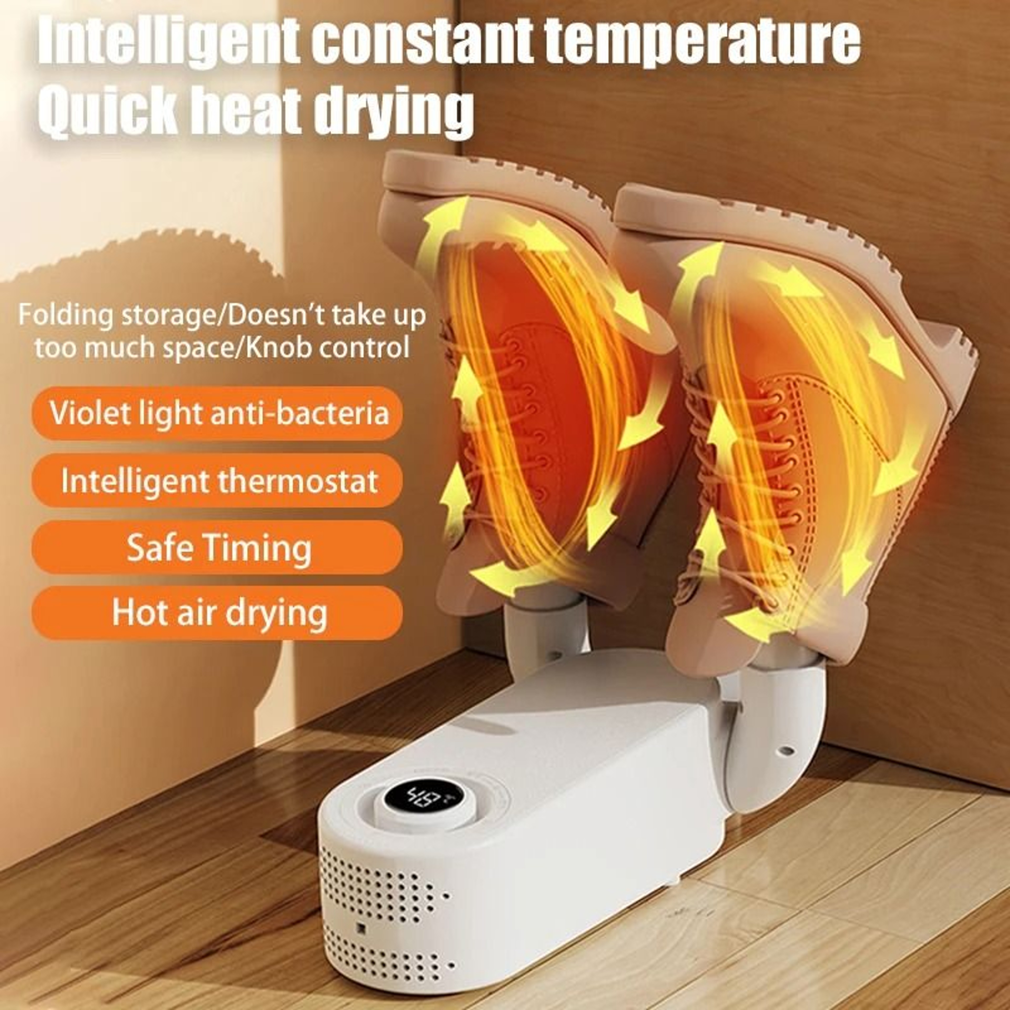 Foldable Shoe Dryer With Constant Temperature Heating And Timer Control 1