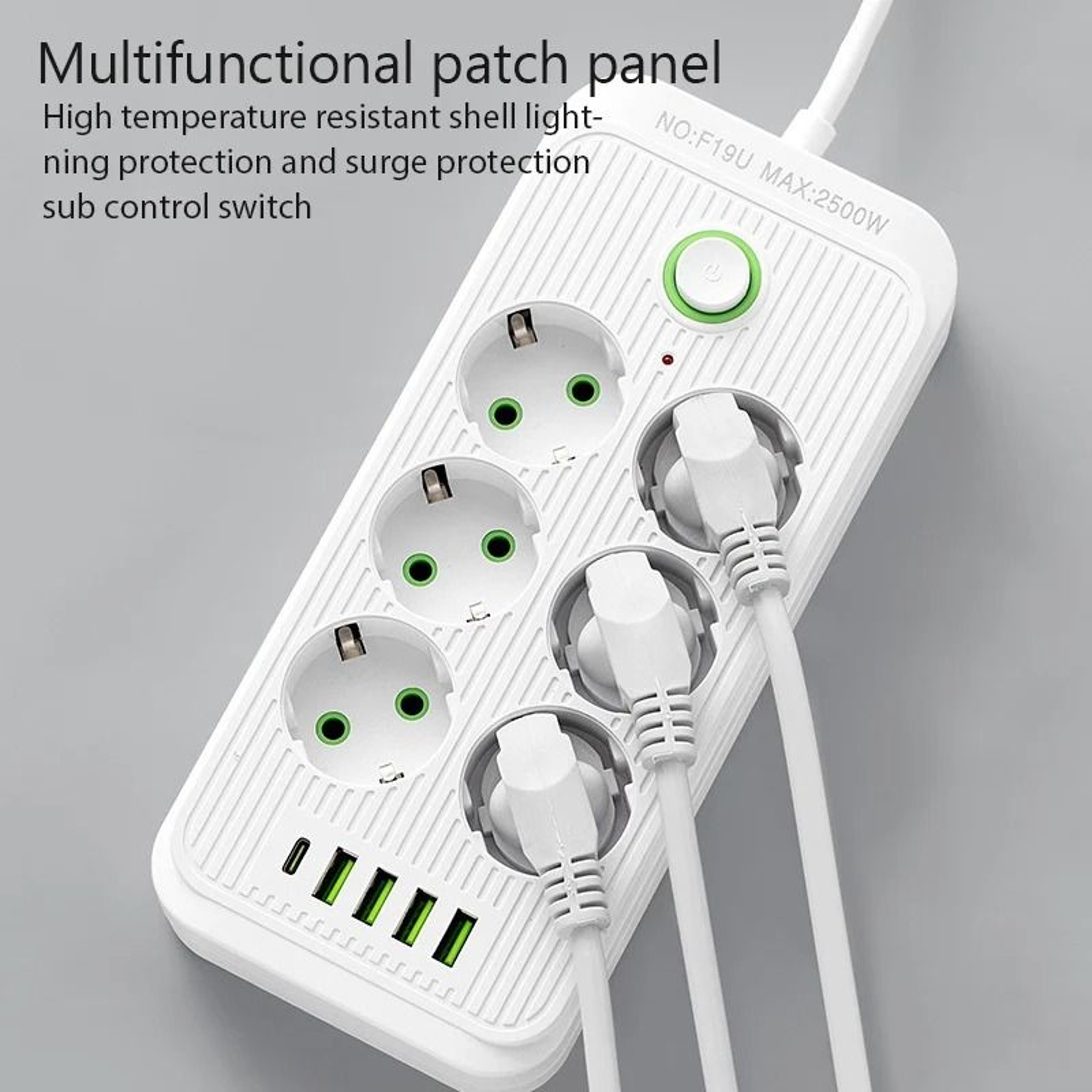 Power Strip Extension Cord With USB And Type C Ports For Smart Home And Office Use 1