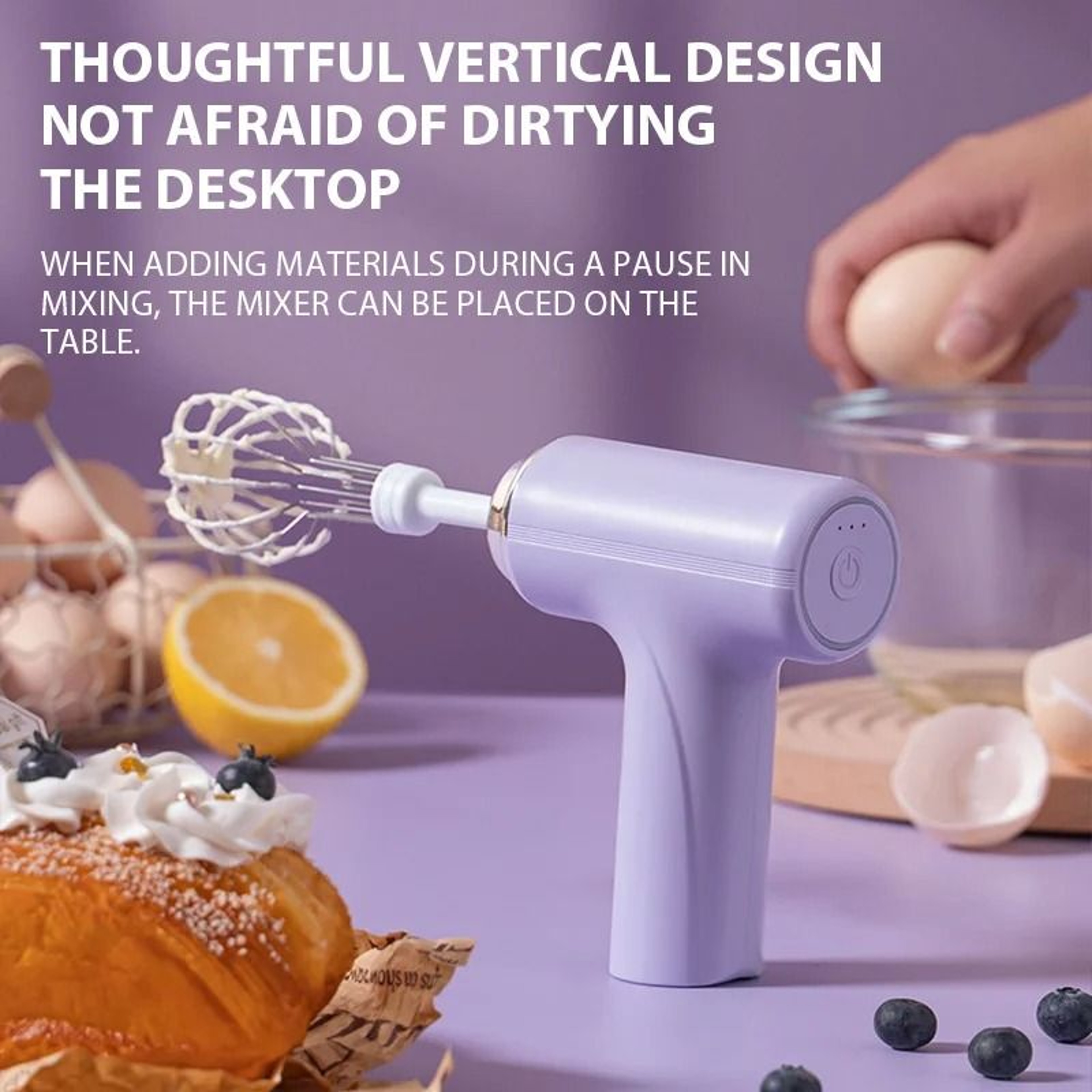 Rechargeable Handheld Electric Egg Beater With Type C Charging And Three Speed Control 6