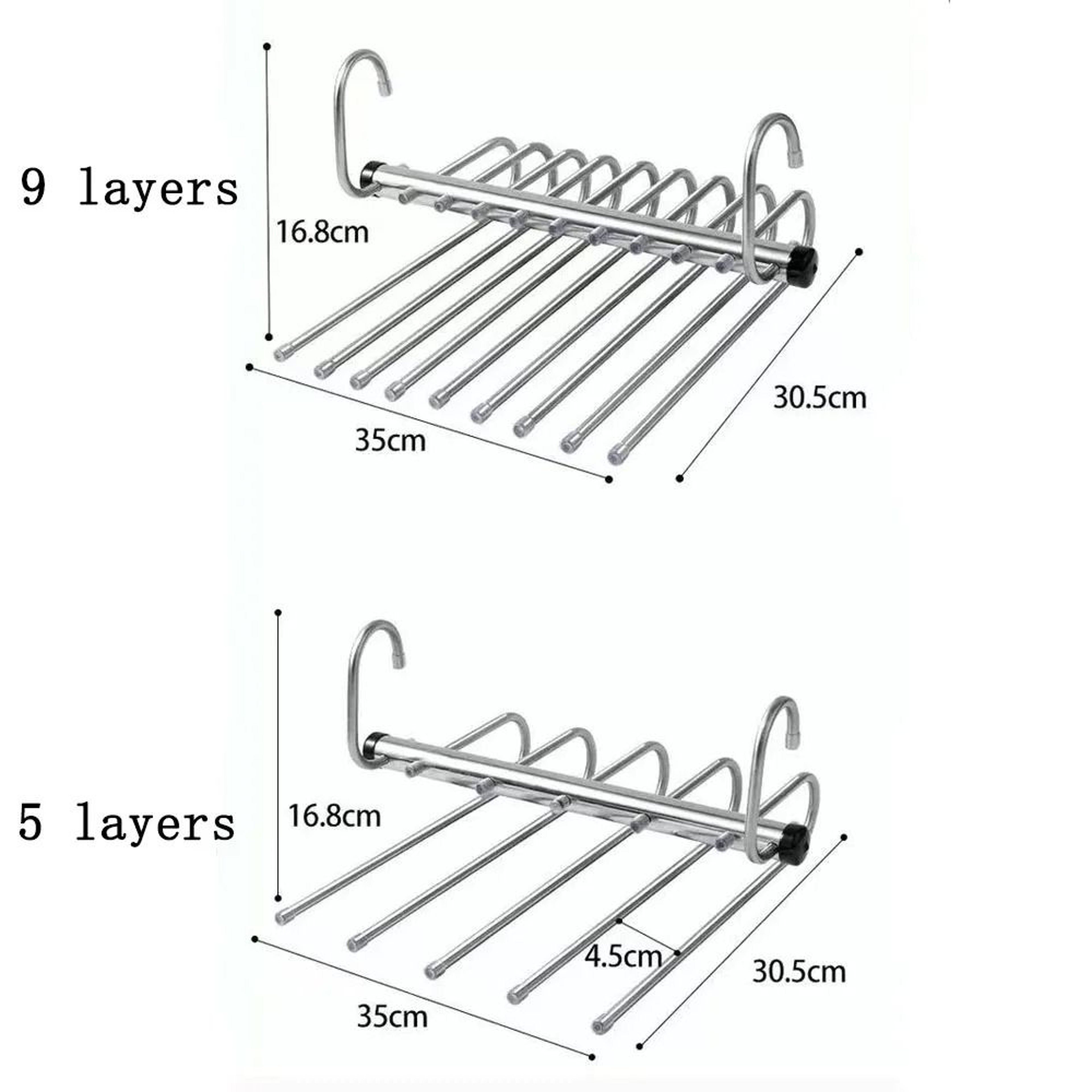 Folding Multi Layer Stainless Steel Pants Hanger Space Saving Clothes Organizer For Wardrobe 4
