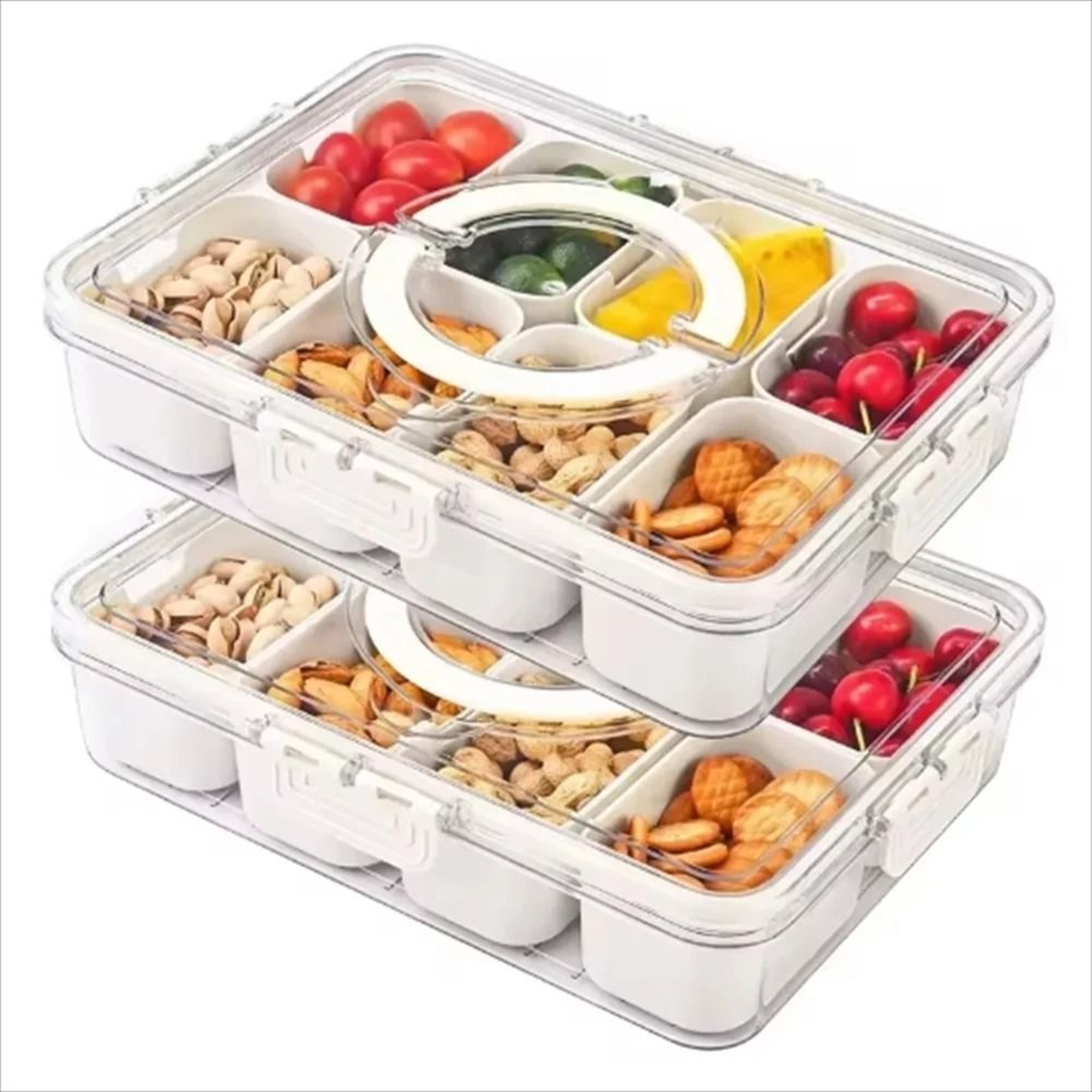 Portable Snack Storage Box 4 Grid And 8 Grid Food Organizer With Lid For Travel And Refrigerator 0