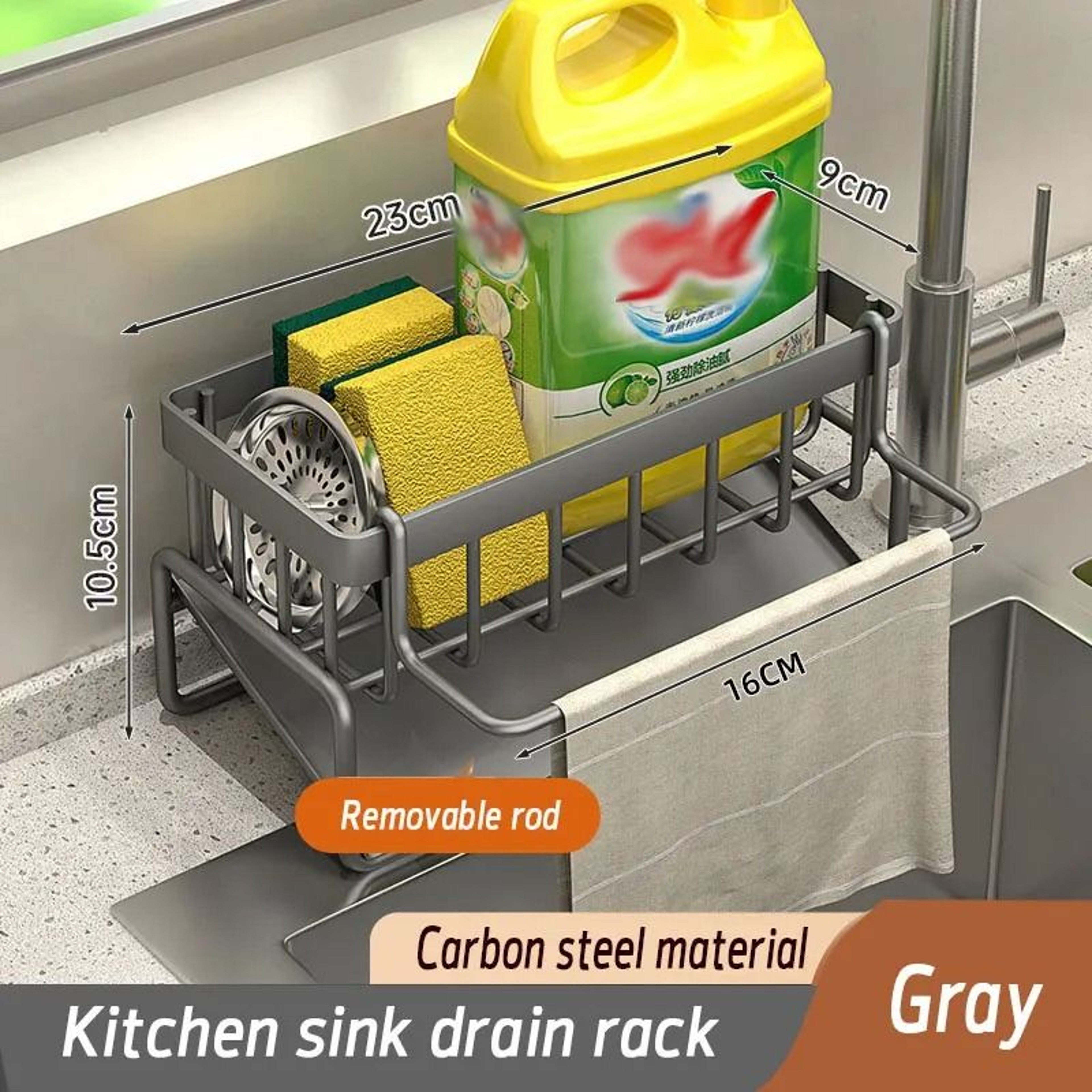 Stainless Steel Kitchen Sink Rack Organizer For Sponge Soap And Towel Storage 10