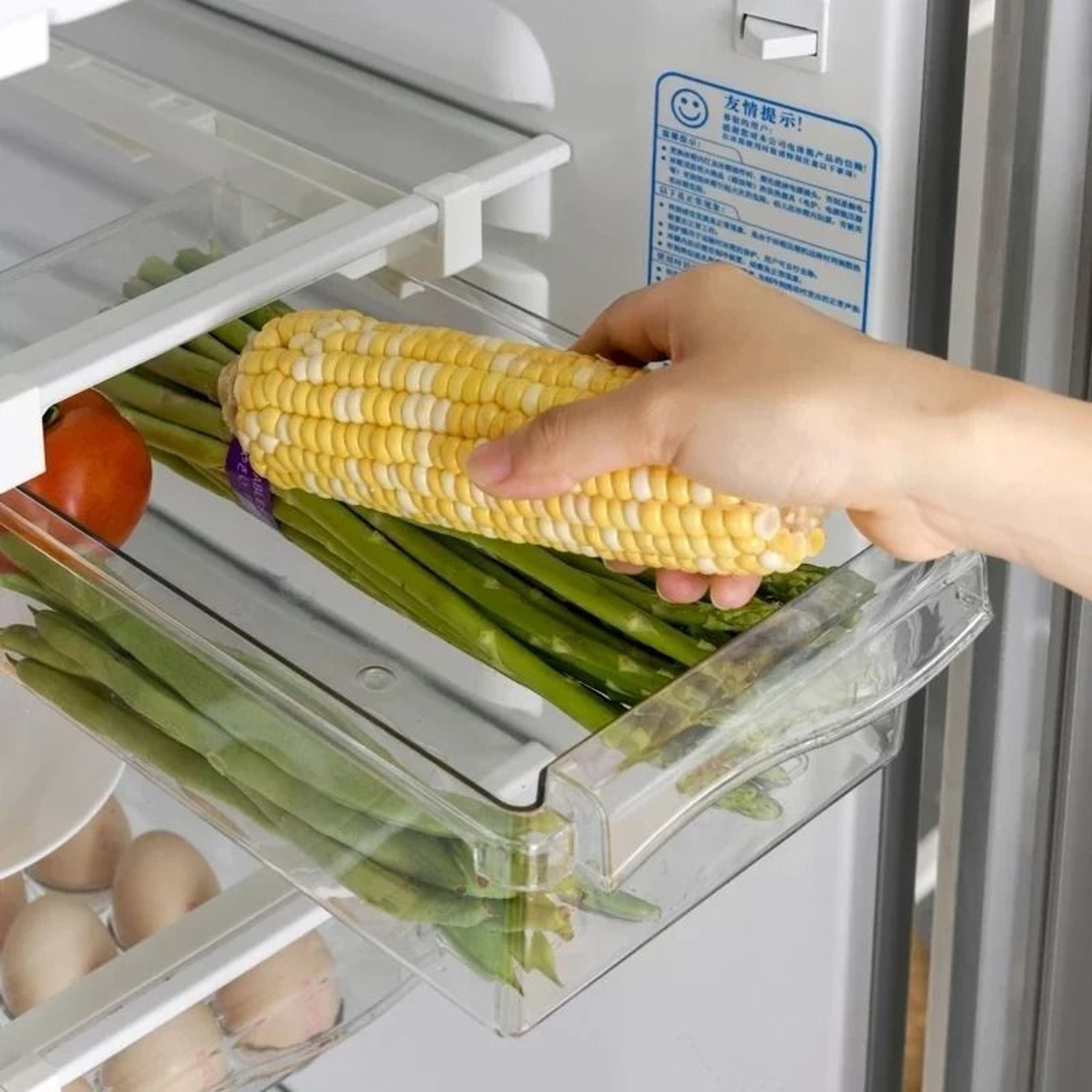Refrigerator Drawer Storage Box Under Shelf Organizer For Fruits And Eggs 2