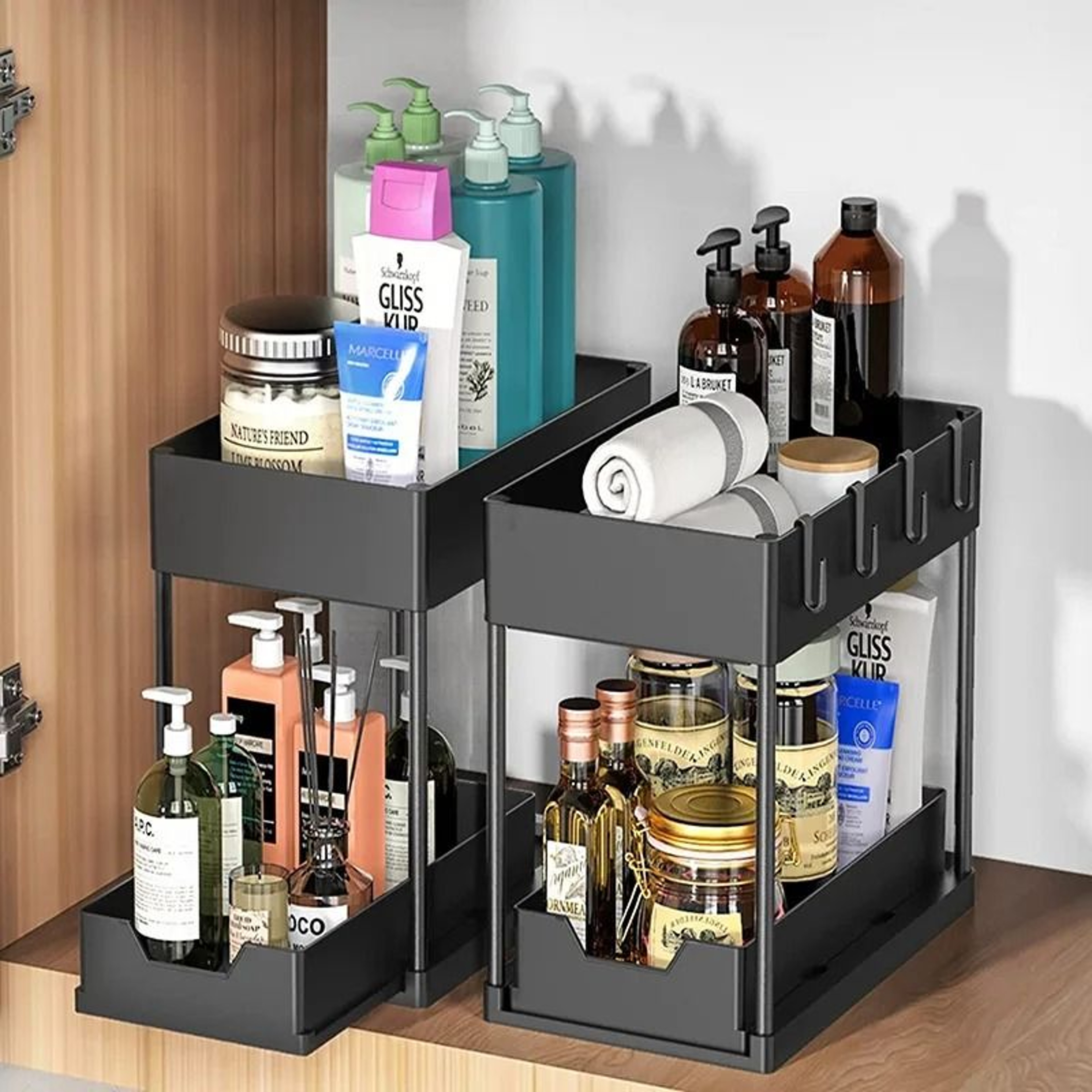 Under Sink Pull Out Storage Organizer Sliding Shelf For Kitchen And Bathroom Cabinets 5