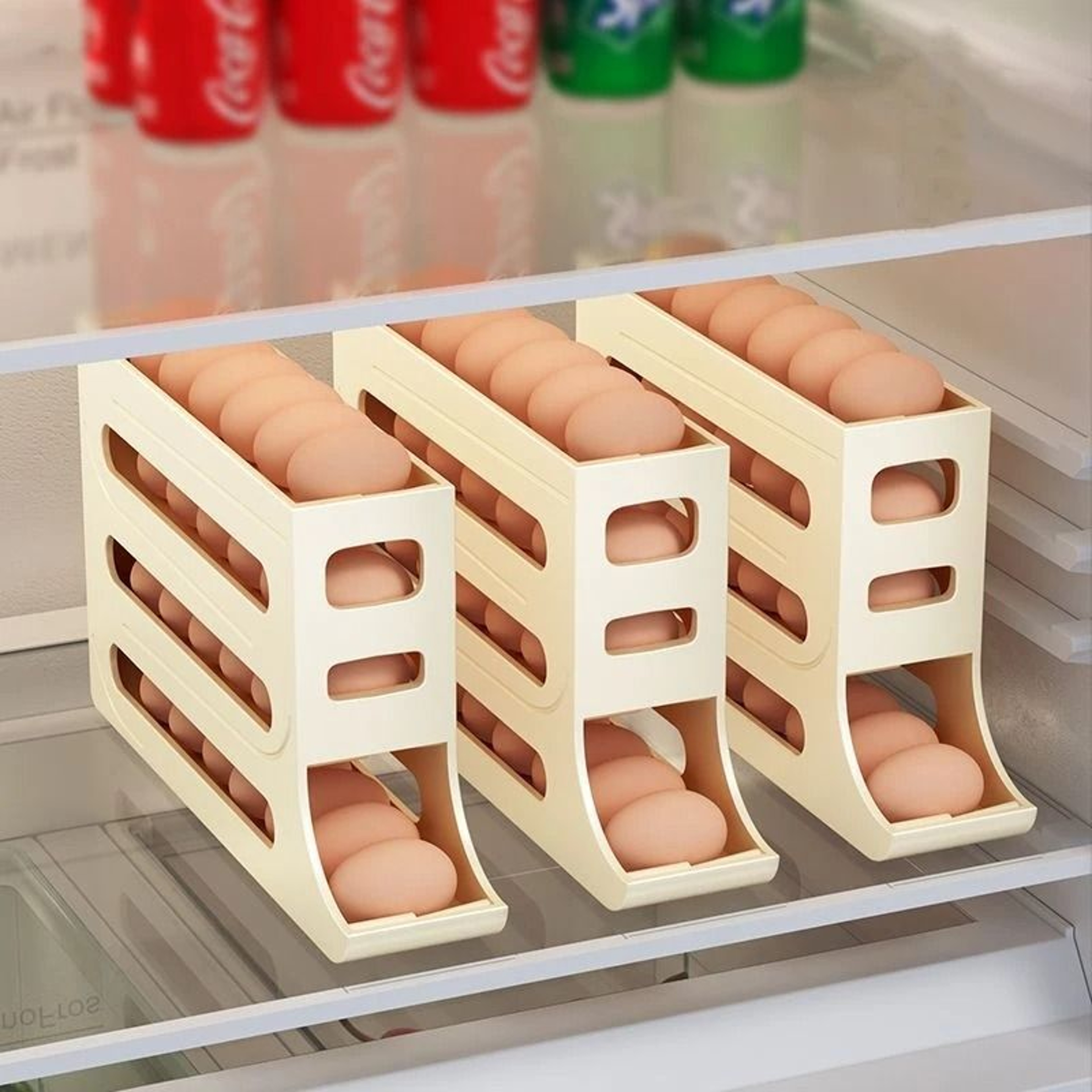 Refrigerator Egg Storage Box Large Capacity Rolling Egg Organizer For Kitchen And Fridge 0
