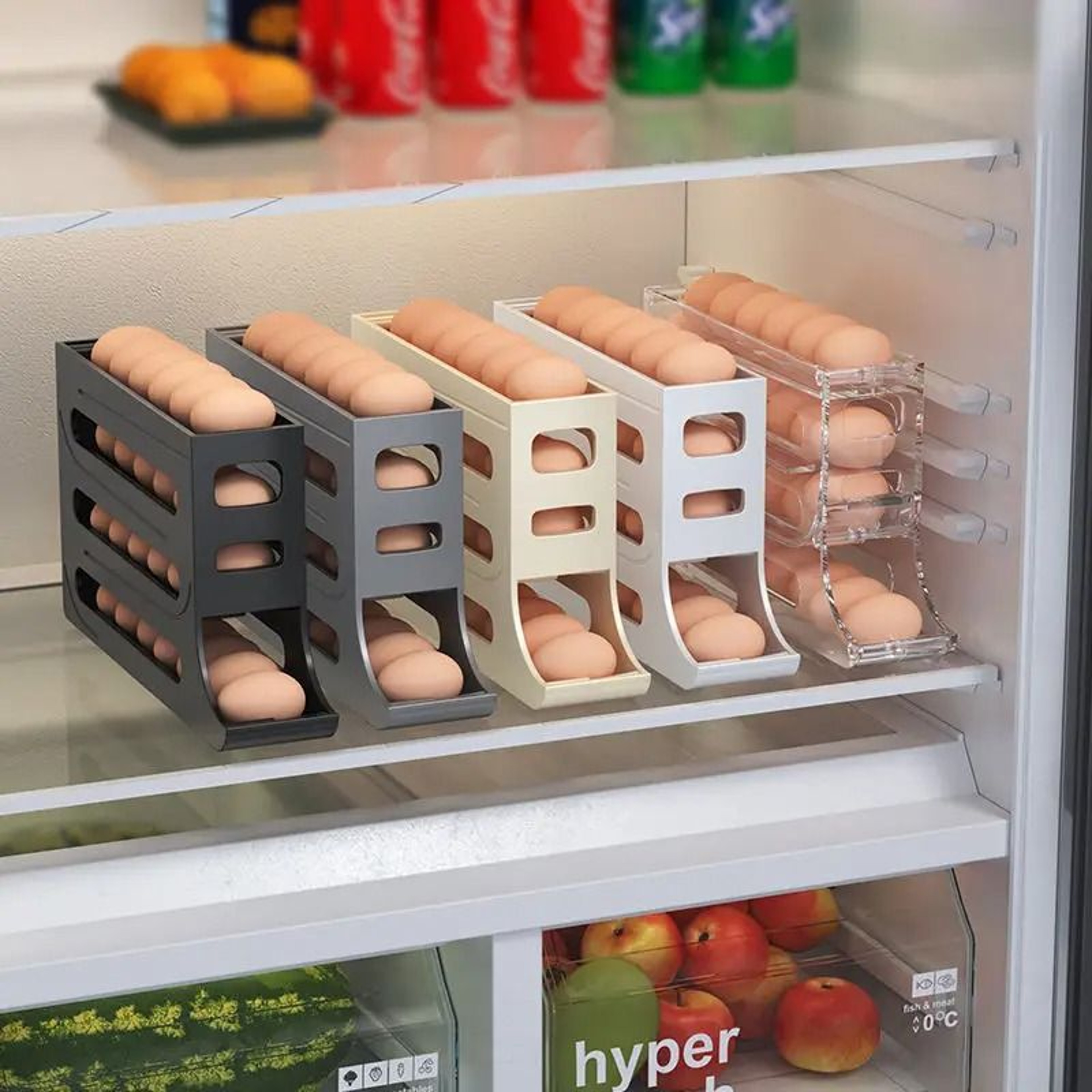 Refrigerator Egg Storage Box Large Capacity Rolling Egg Organizer For Kitchen And Fridge 3