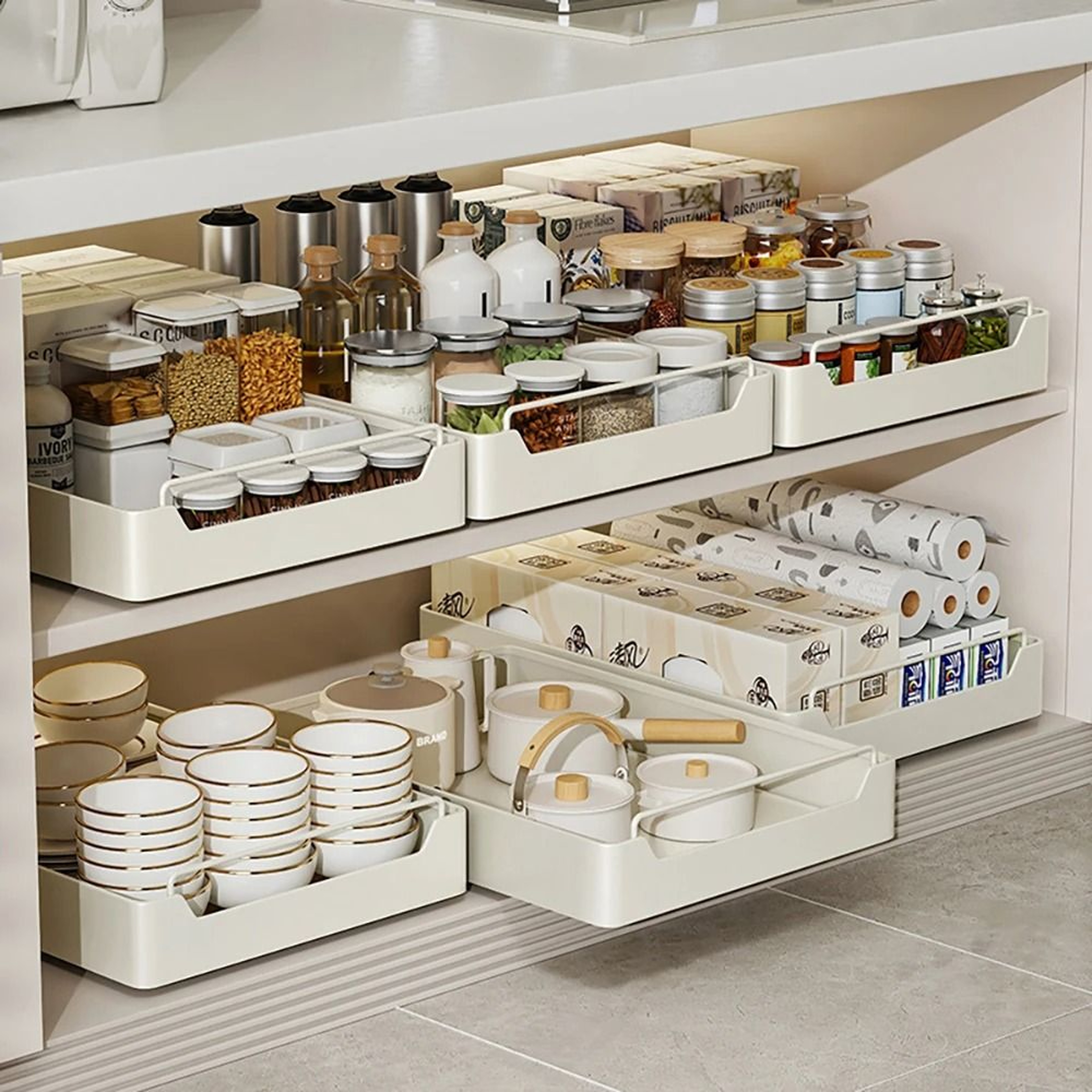 Kitchen Storage Rack Slide Rail Pull Out Nail Free Installation High Temperature Detachable Split D 0