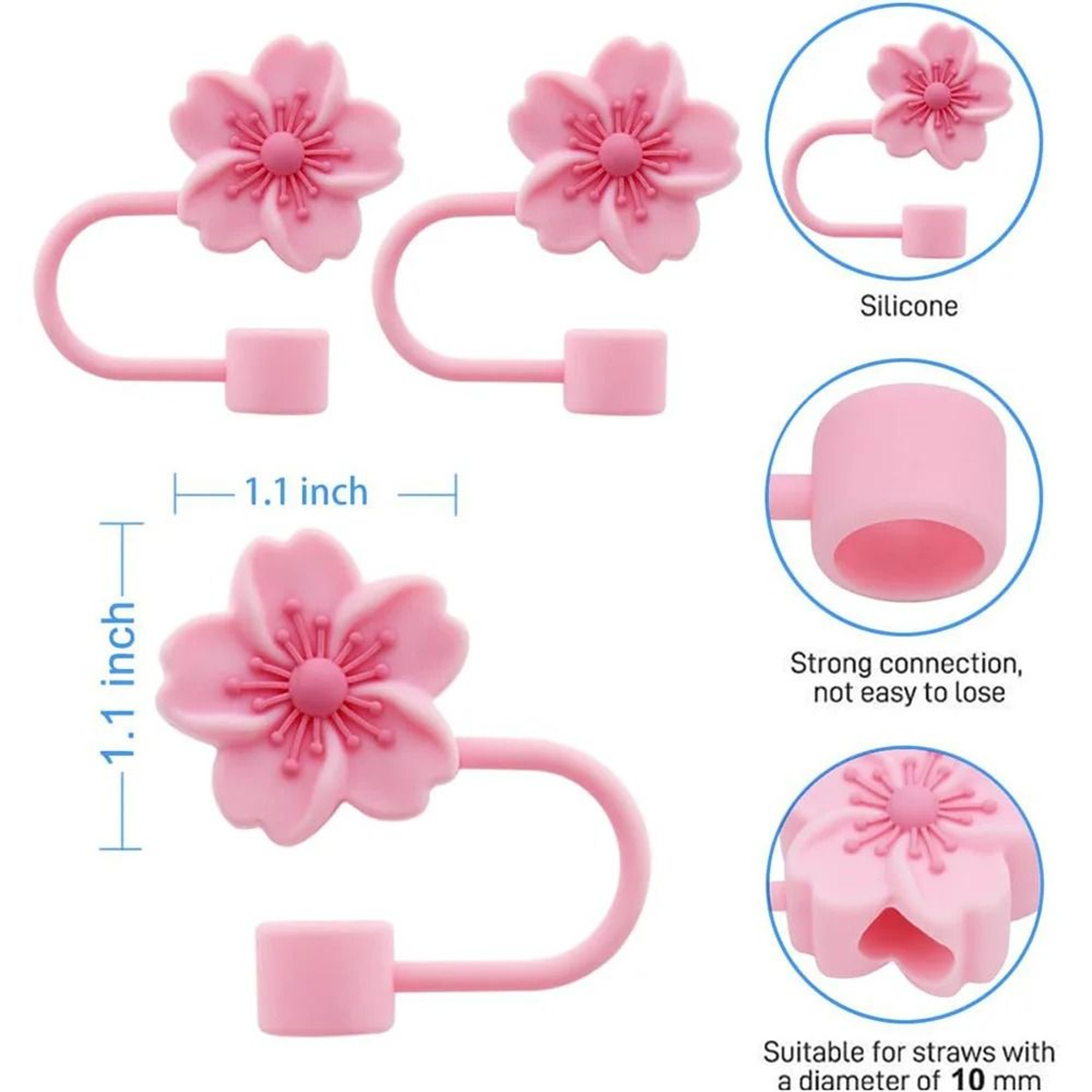 Flower Design Silicone Straw Covers For Stanley Cups 30 Oz And 40 Oz 1
