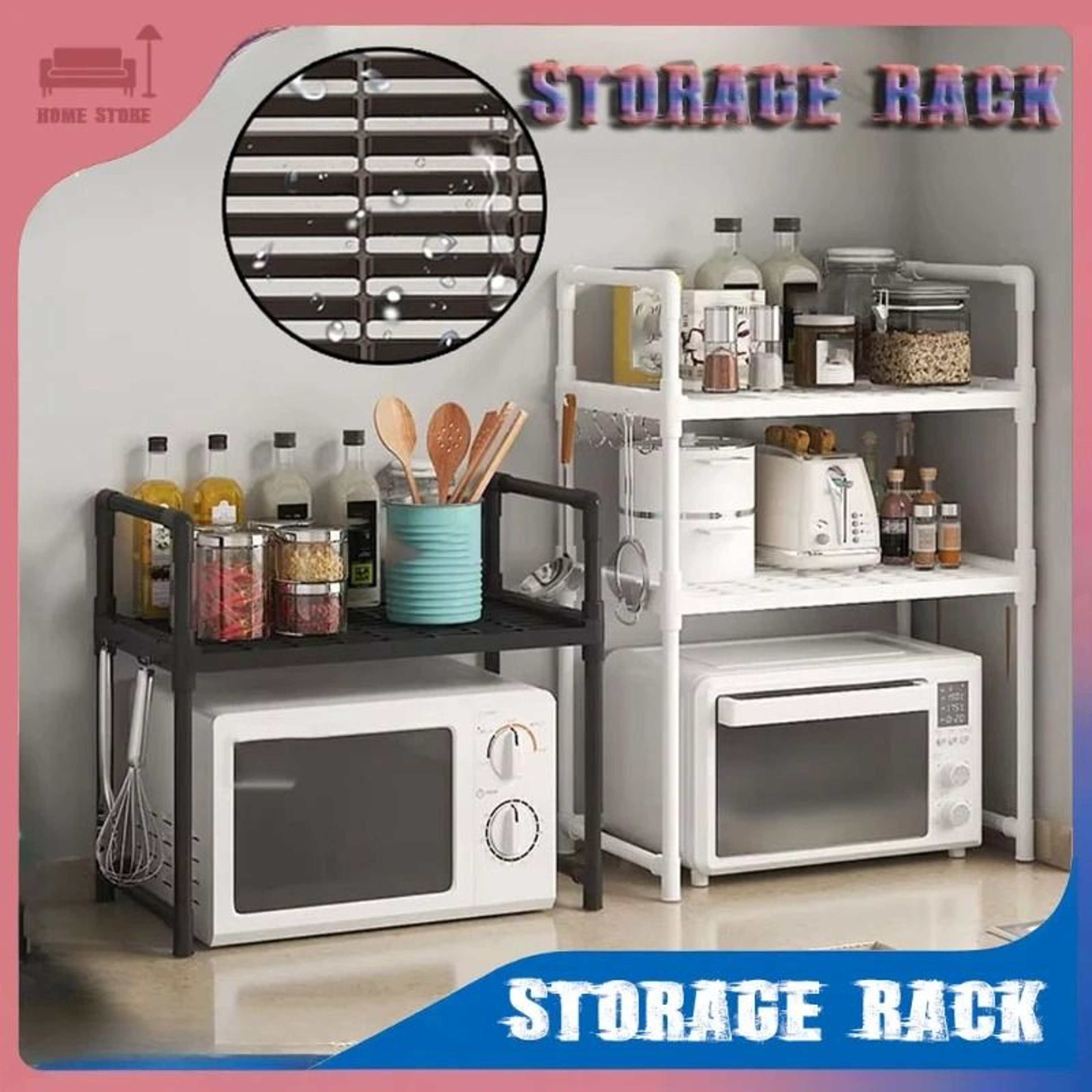 Multi Layer Kitchen Storage Rack Microwave Organizer Shelf 0