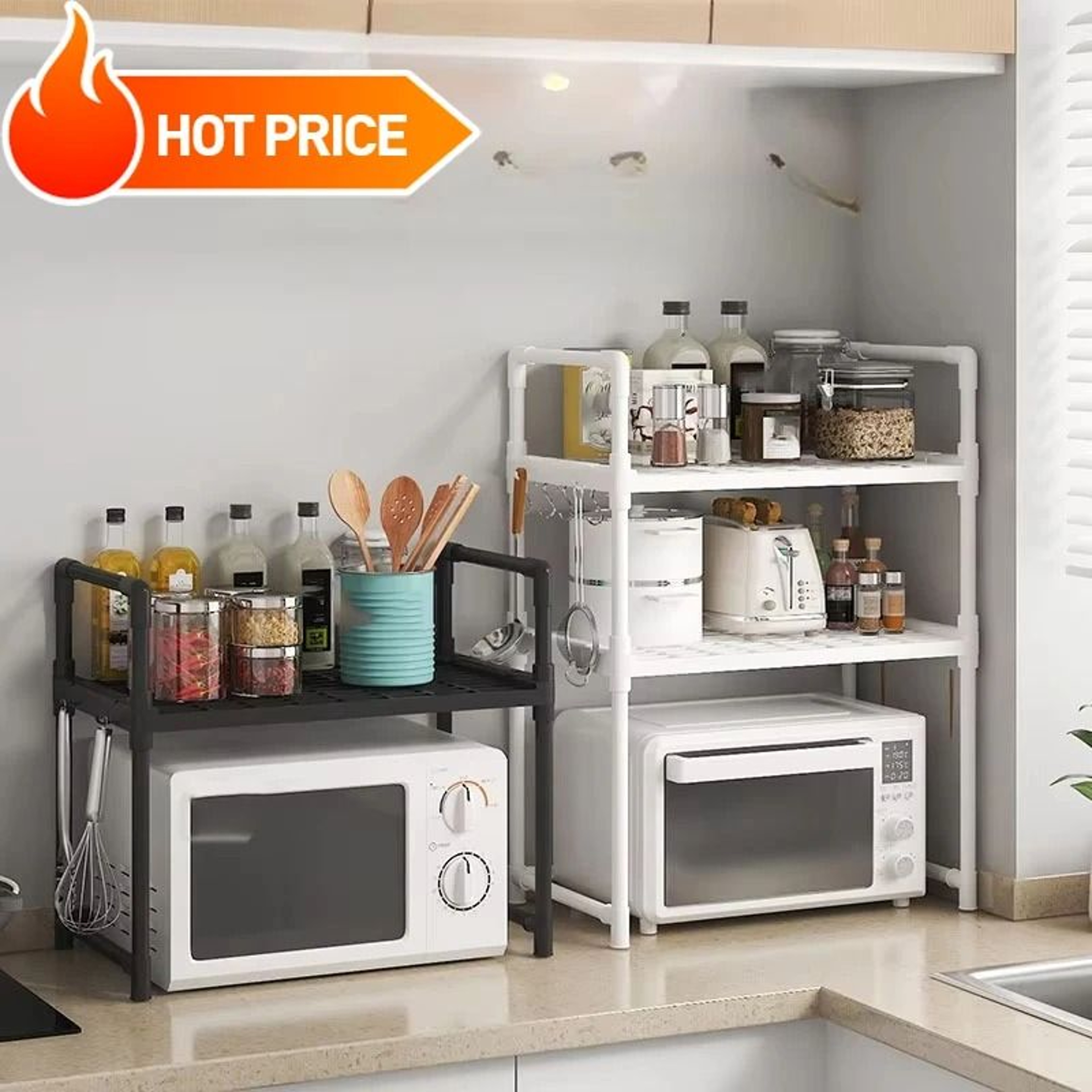 Multi Layer Kitchen Storage Rack Microwave Organizer Shelf 10