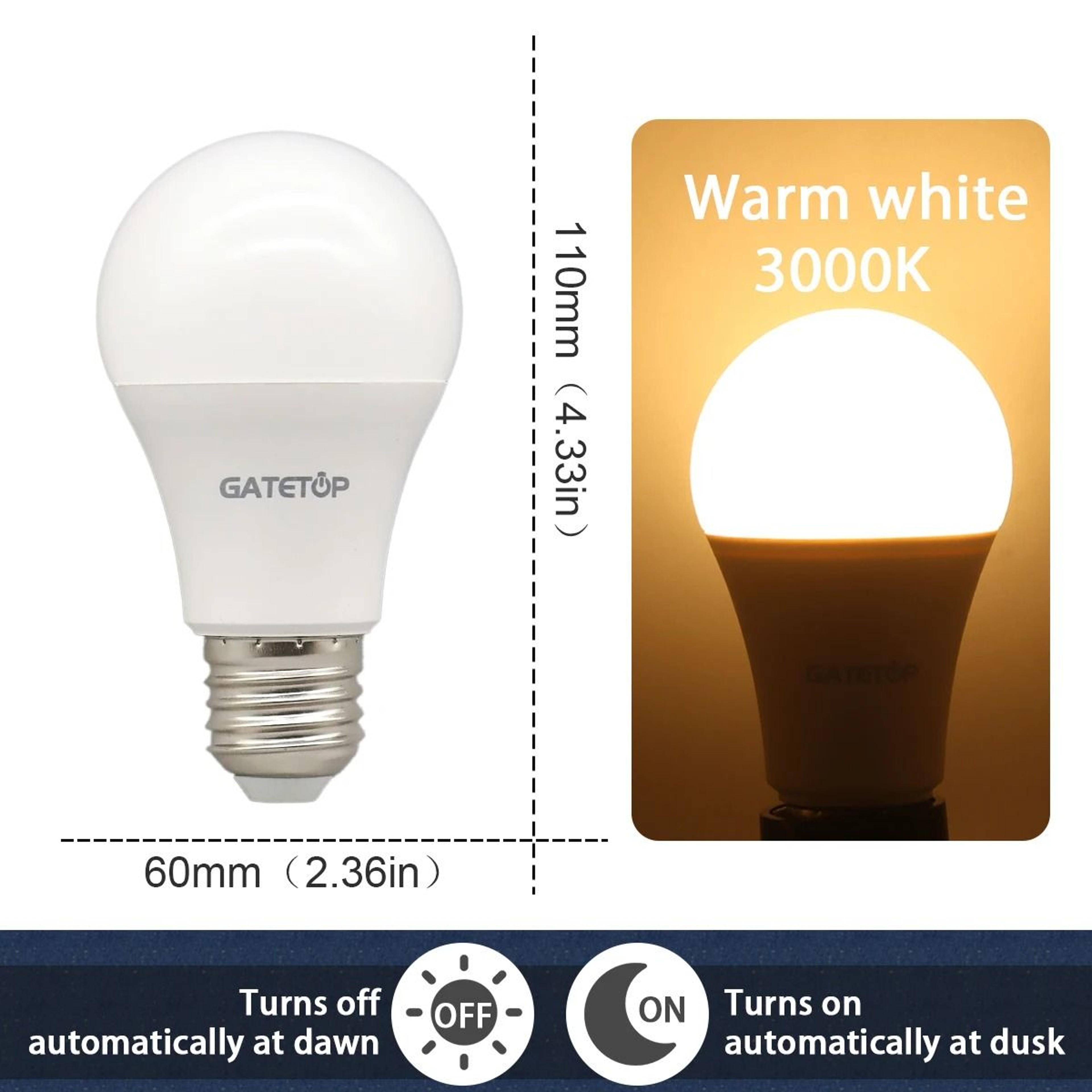 Dusk To Dawn Light Sensor Bulb 10W 110V220V Automatic LED For Garage And Outdoor Use 7