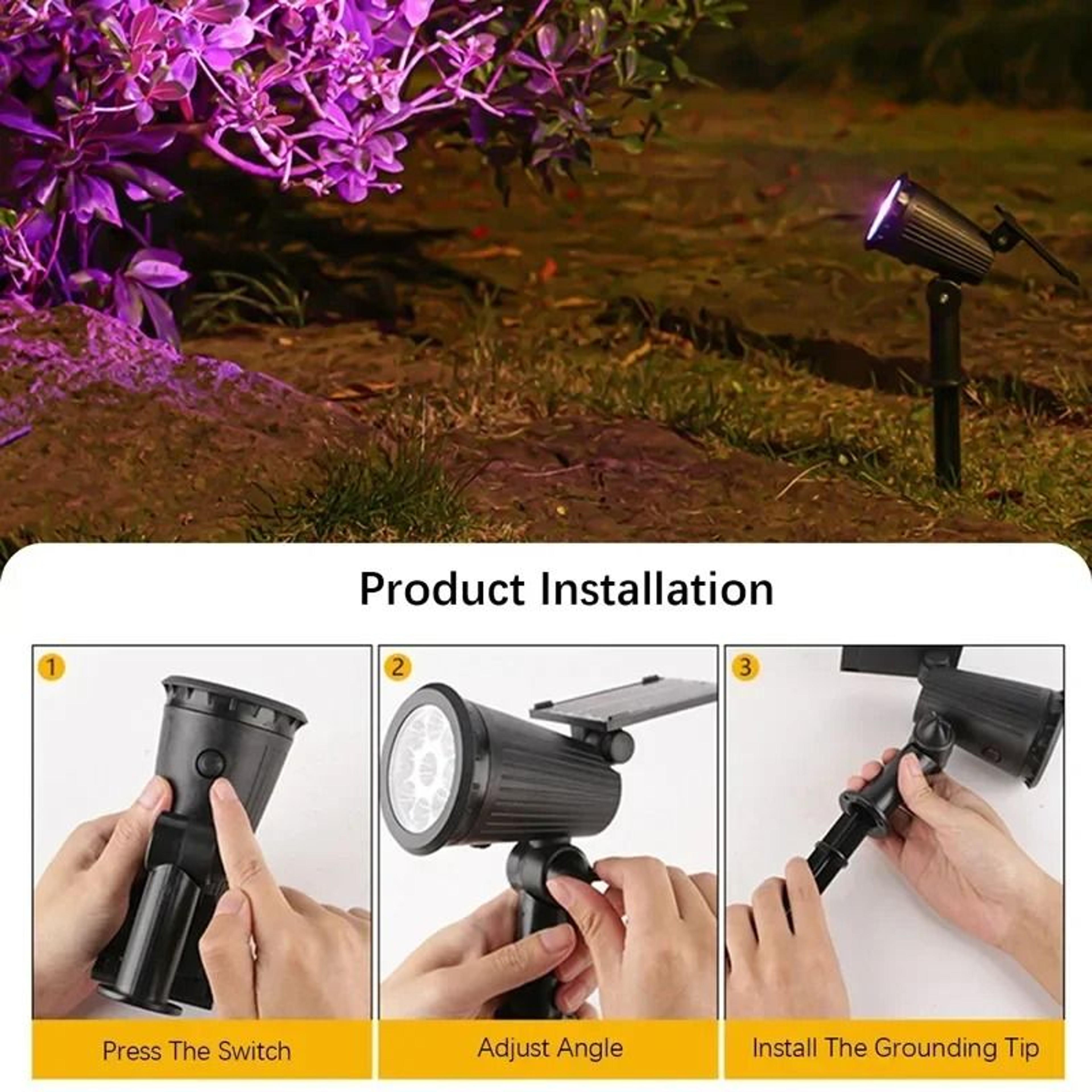 Solar Garden Spotlight Outdoor Waterproof Adjustable Light 1
