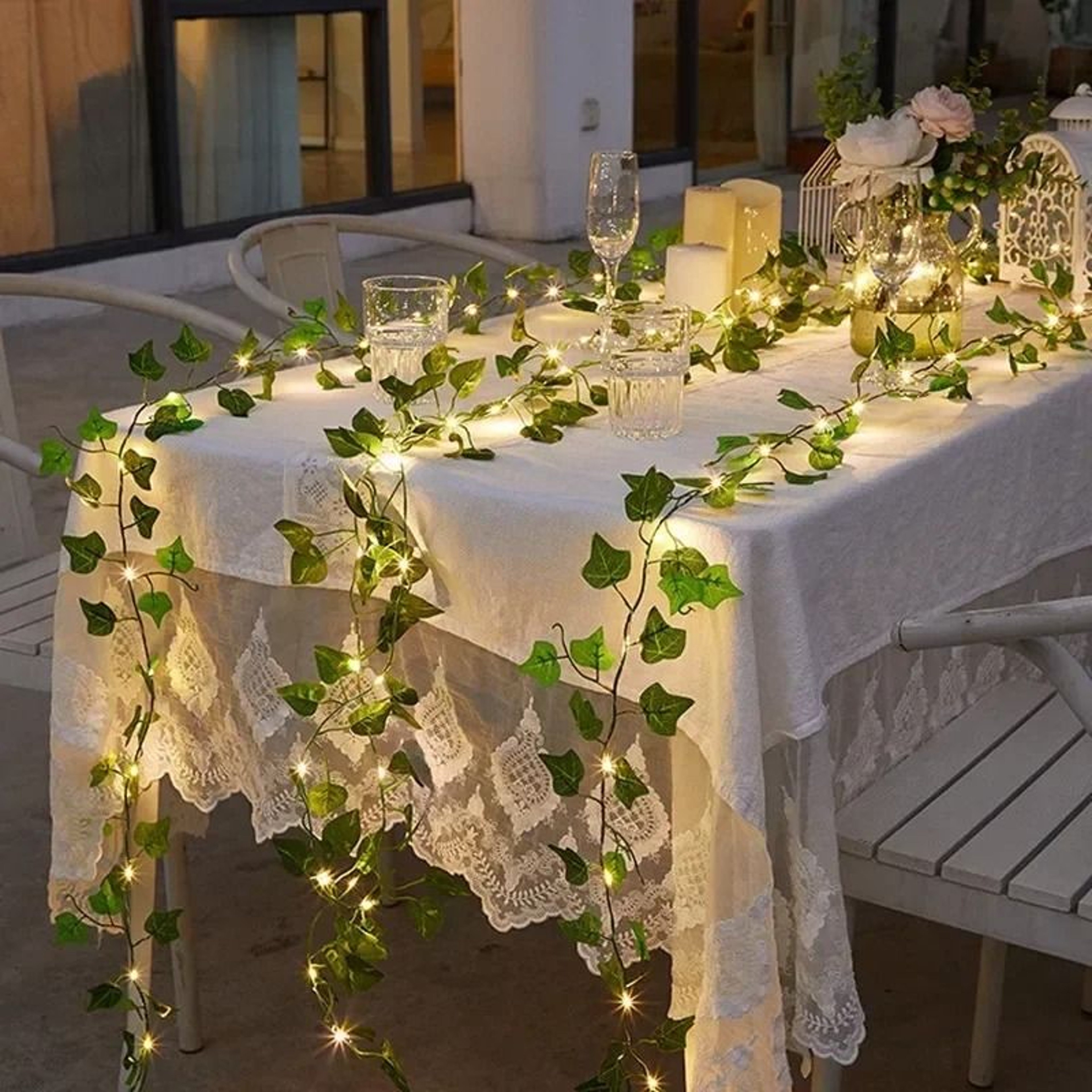 Green Leaf String Light Artificial Vine Battery Powered Decorative Light 7