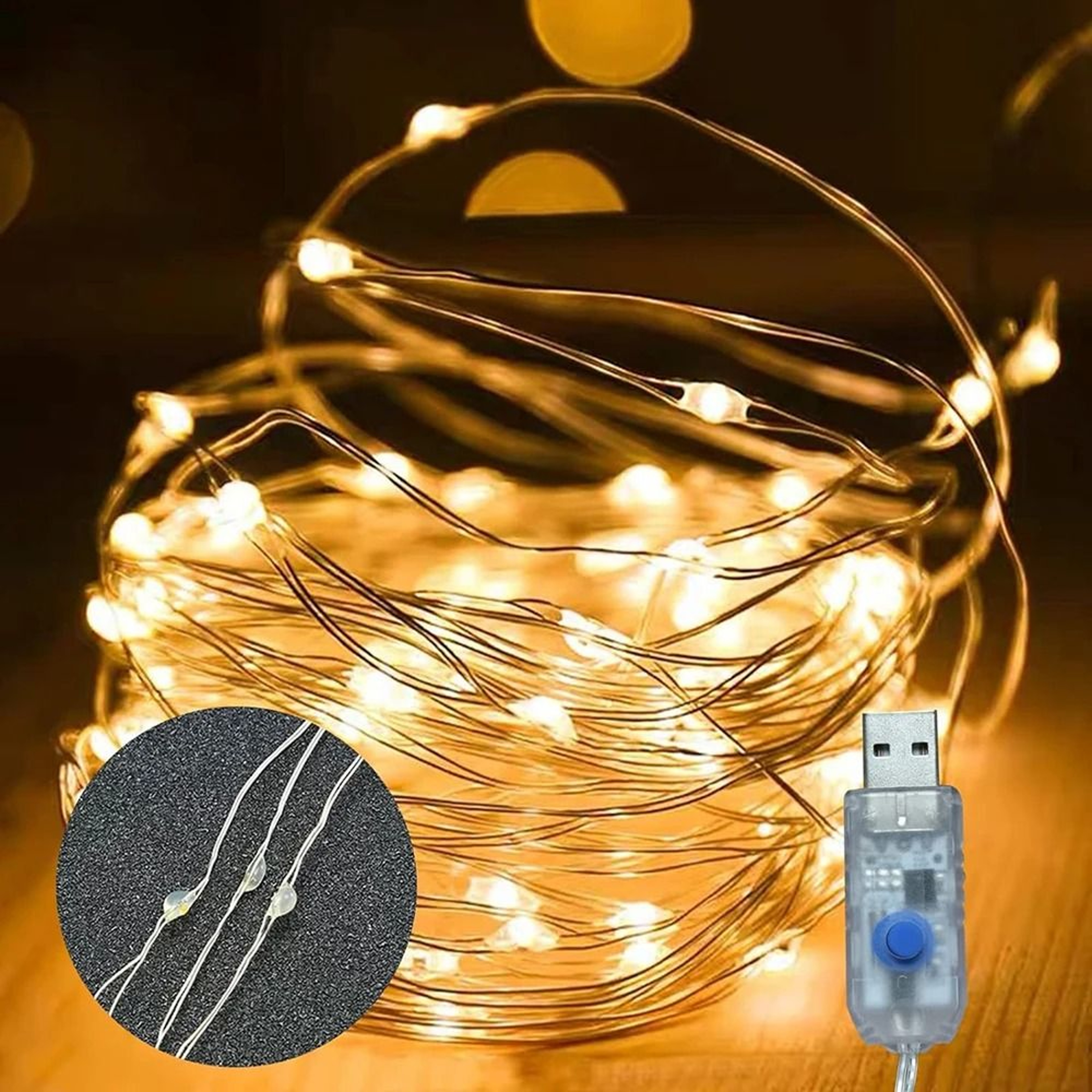 USB LED String Lights  Flexible Copper Wire Fairy Garland For Christmas Wedding And Party Decoratio 7