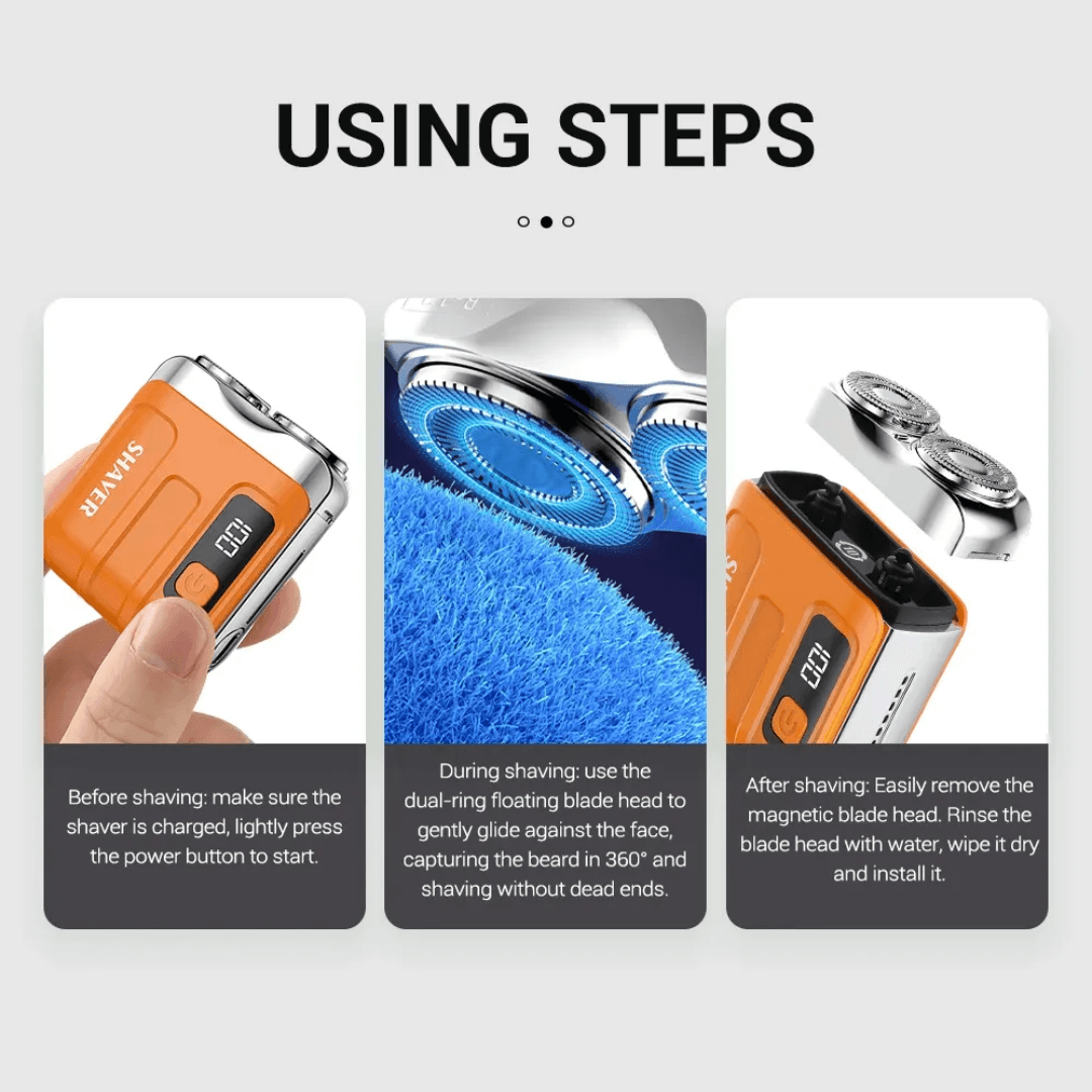Mini Electric Smart Shaver Dual Blade Rechargeable Beard Trimmer With Digital Display 6