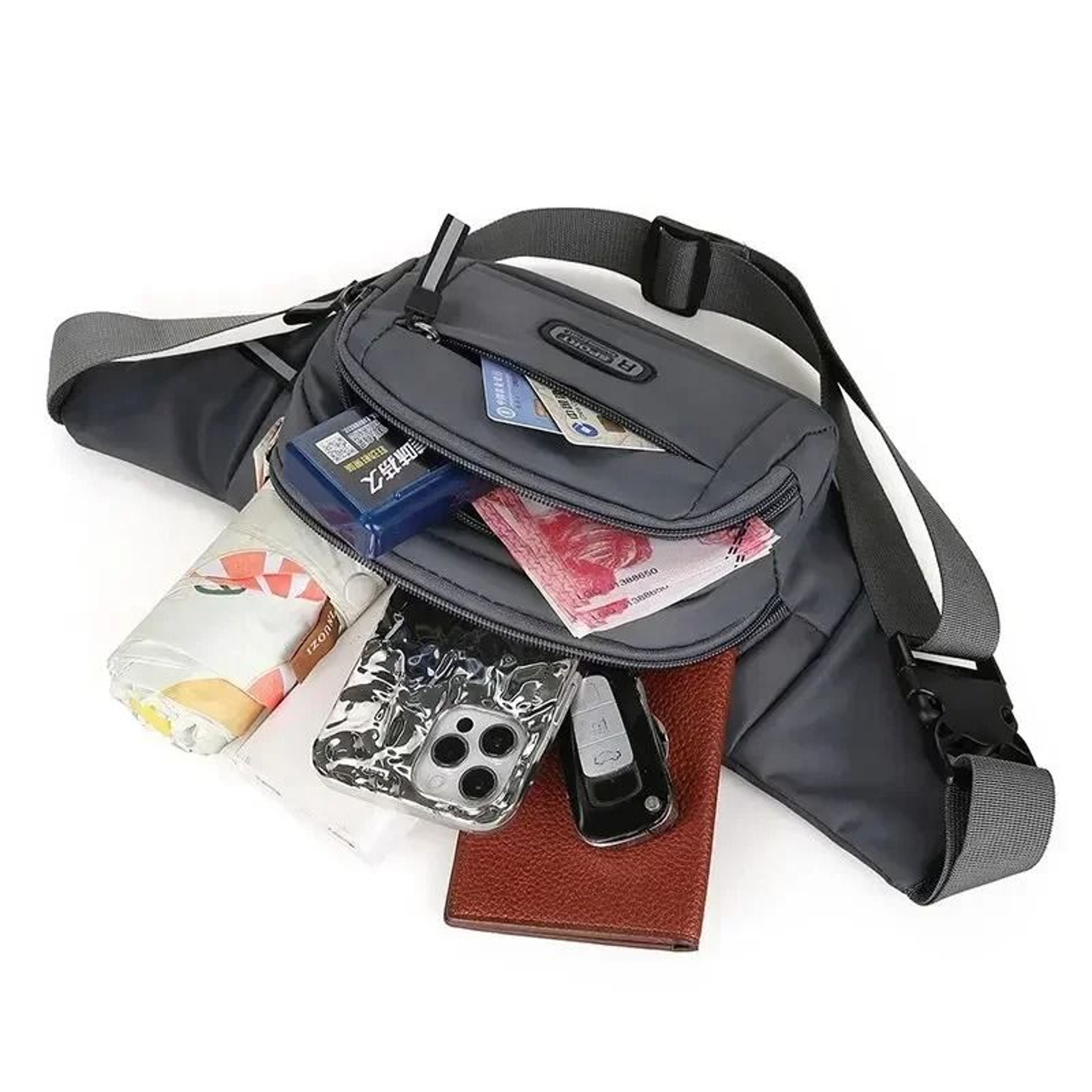 Mens Waterproof Canvas Waist Bag  Lightweight AntiTheft Running And Travel Fanny Pack 4