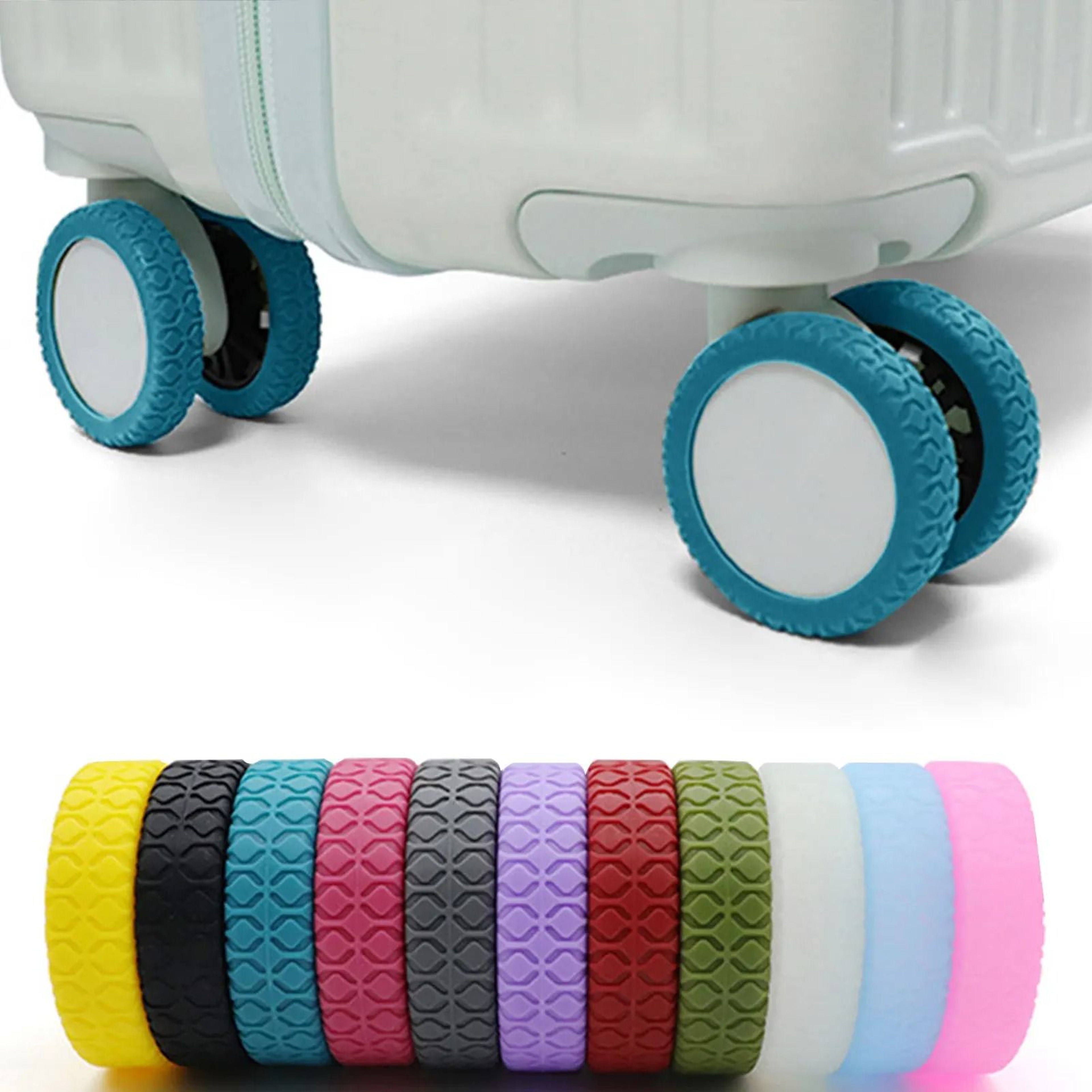 Silicone Luggage Wheel Covers  Noise Reducing And Protective Travel Wheel Guards 0