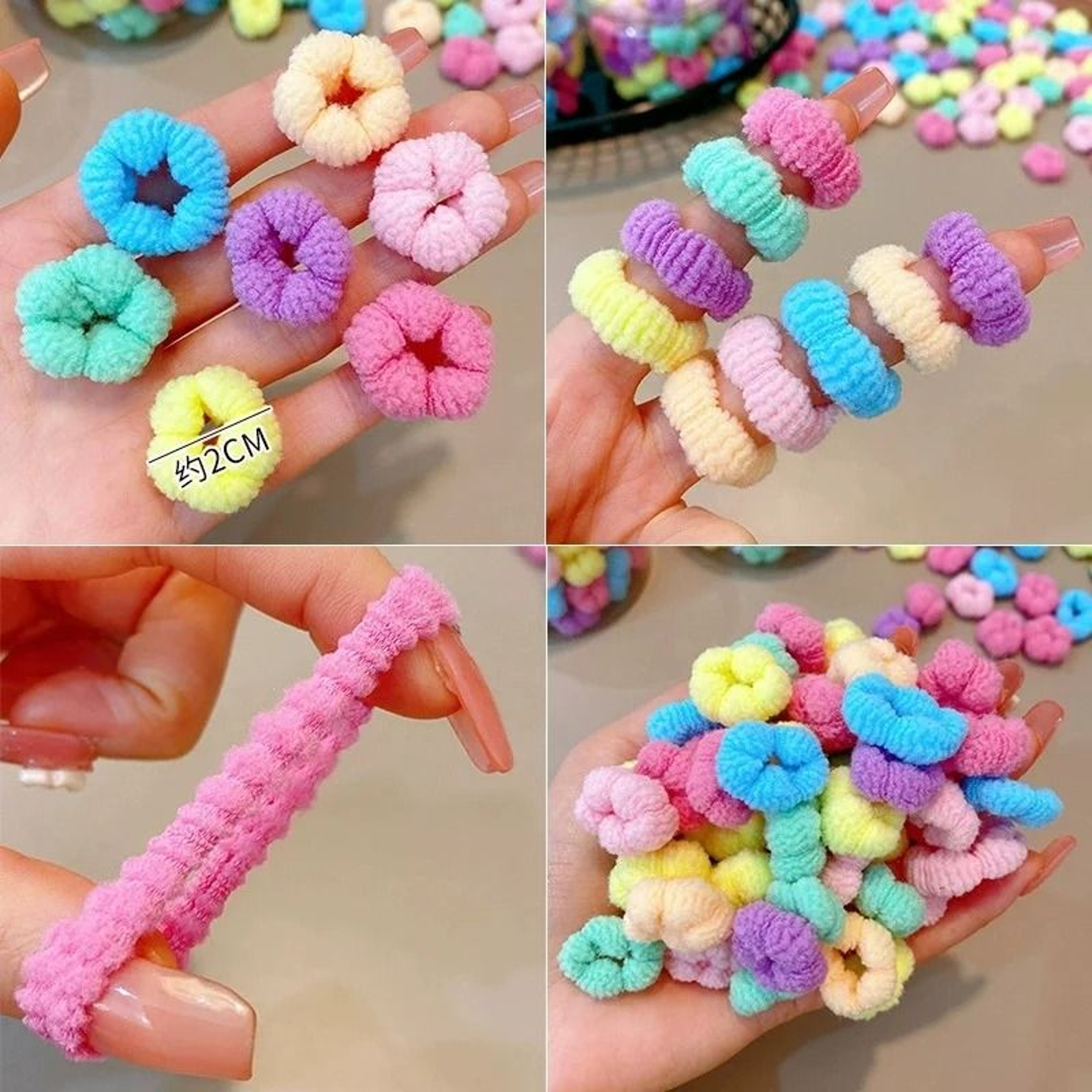 100Piece Colorful Elastic Hair Bands Set For Kids  Soft Ponytail Holders And Small Scrunchies 2