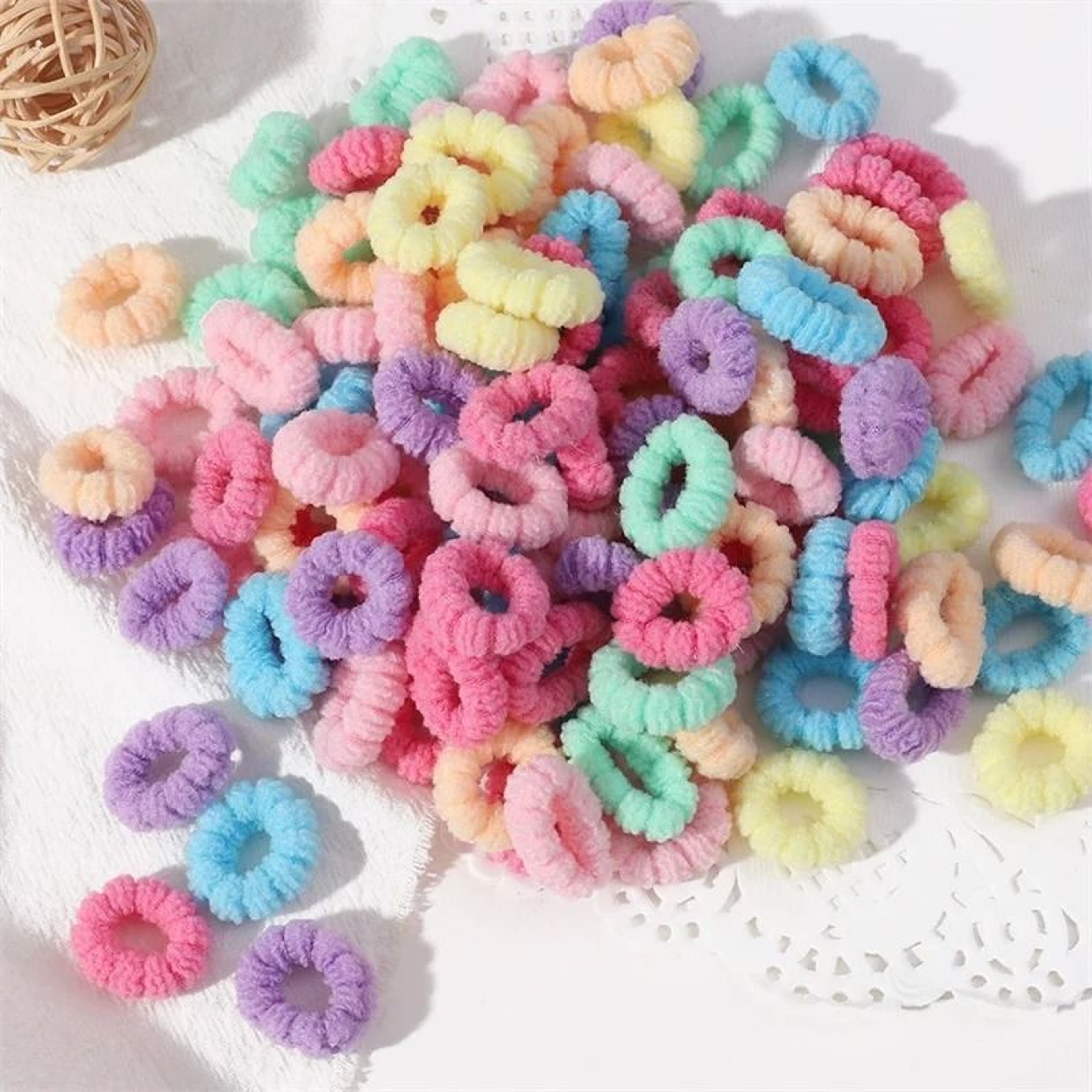 100Piece Colorful Elastic Hair Bands Set For Kids  Soft Ponytail Holders And Small Scrunchies 8