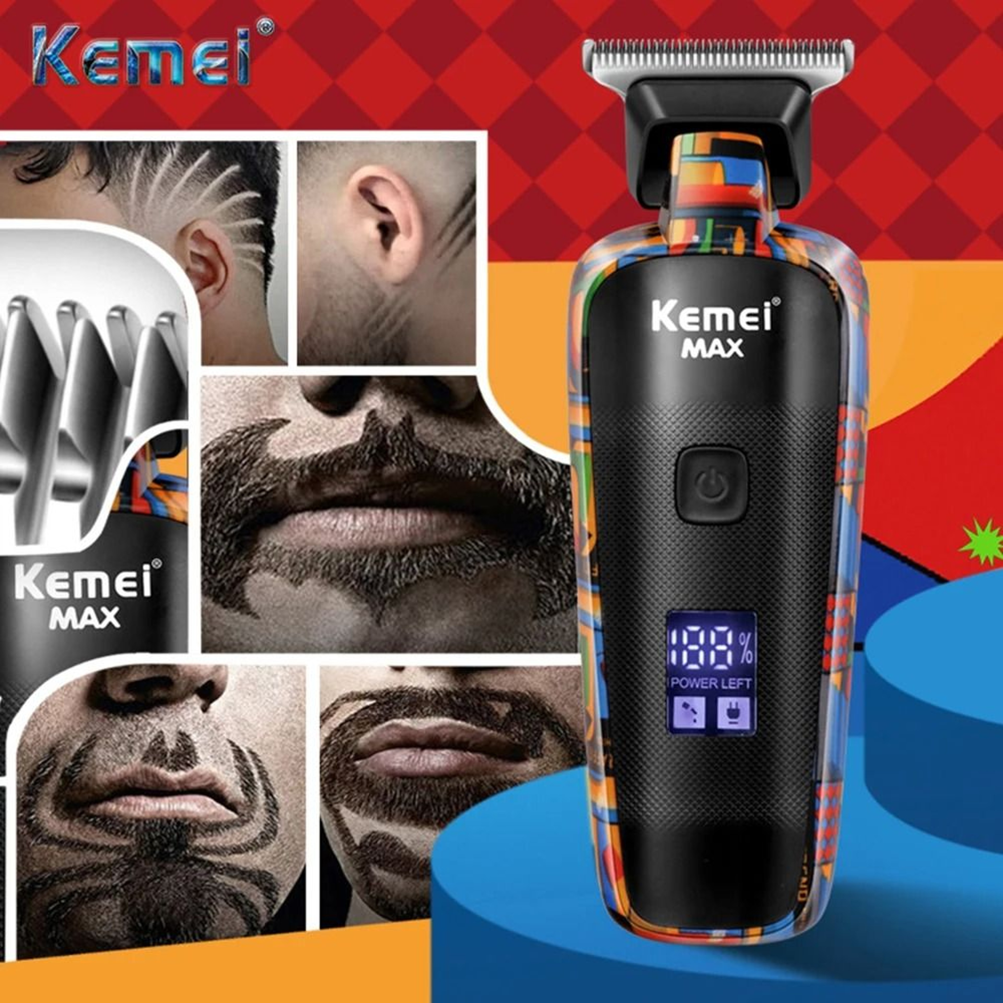 Professional Hair Trimmer And Electric Beard Clipper With 6 Guide Combs 1