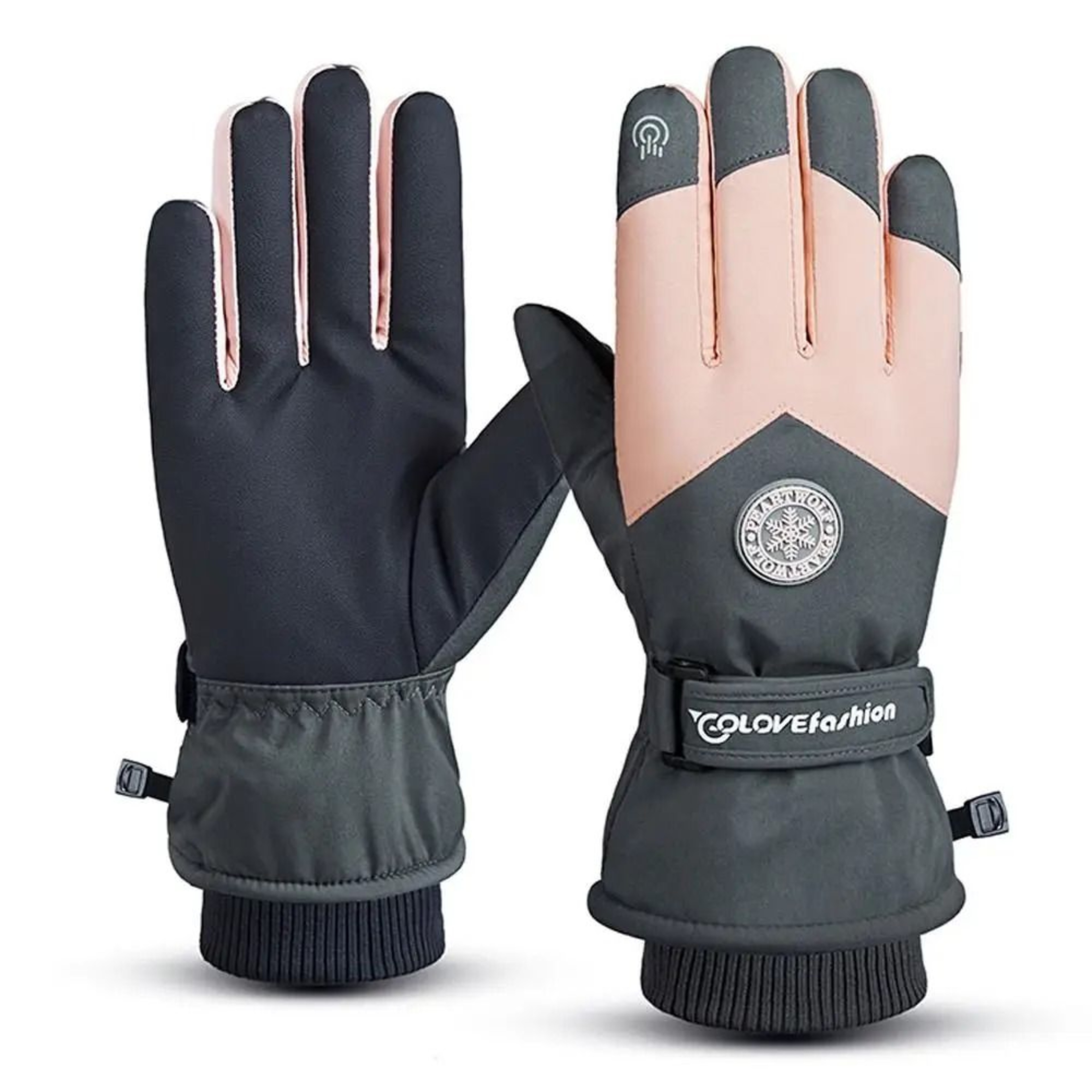 Winter Waterproof Snow Gloves  Unisex Touch Screen PU Leather Ski And Motorcycle Gloves 6