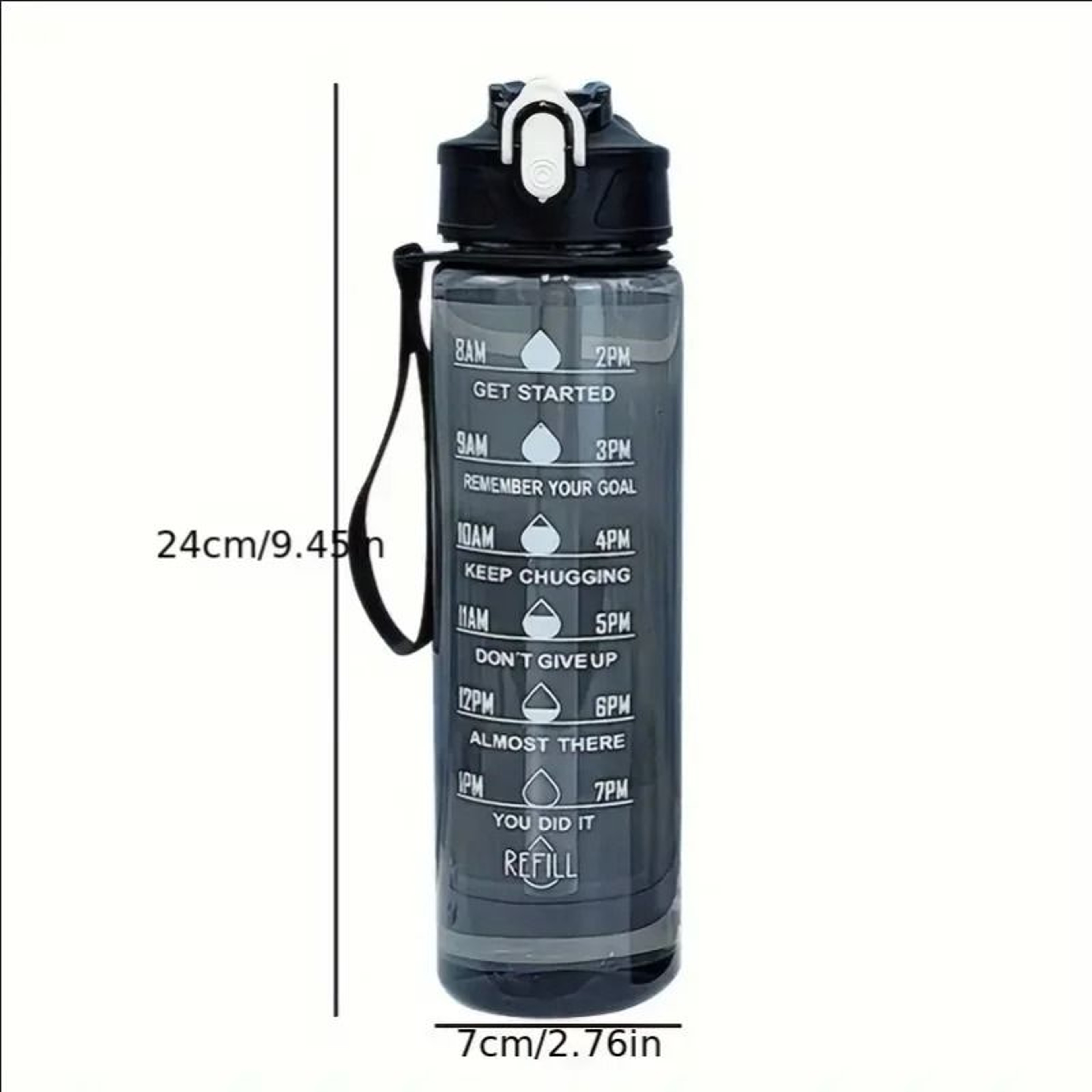 800ml Sports Water Bottle  LeakProof Motivational Drinking Cup With Time Marker 1