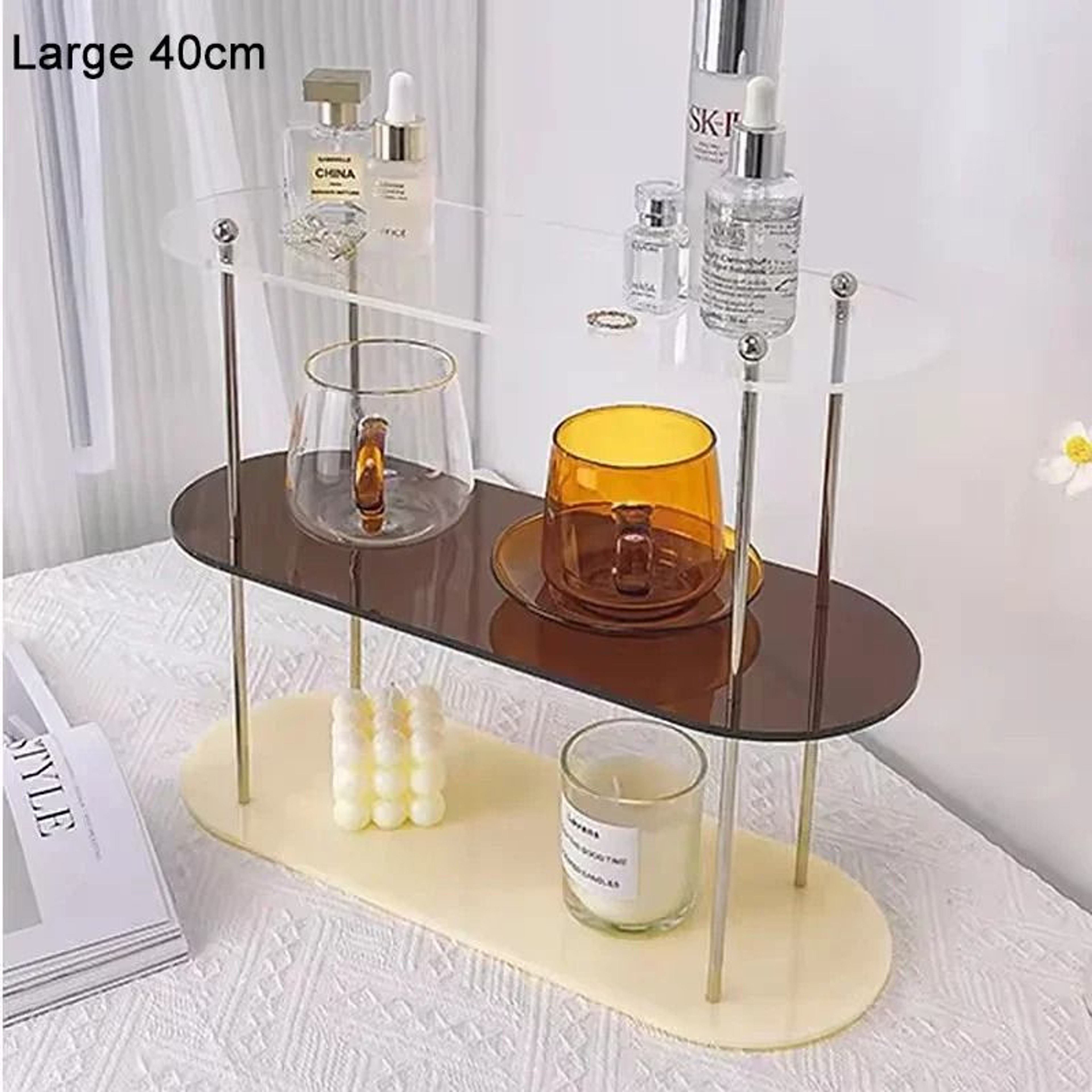 Three Layer Acrylic Desktop Storage Rack For Cosmetics Perfume Cups And Jewelry 4