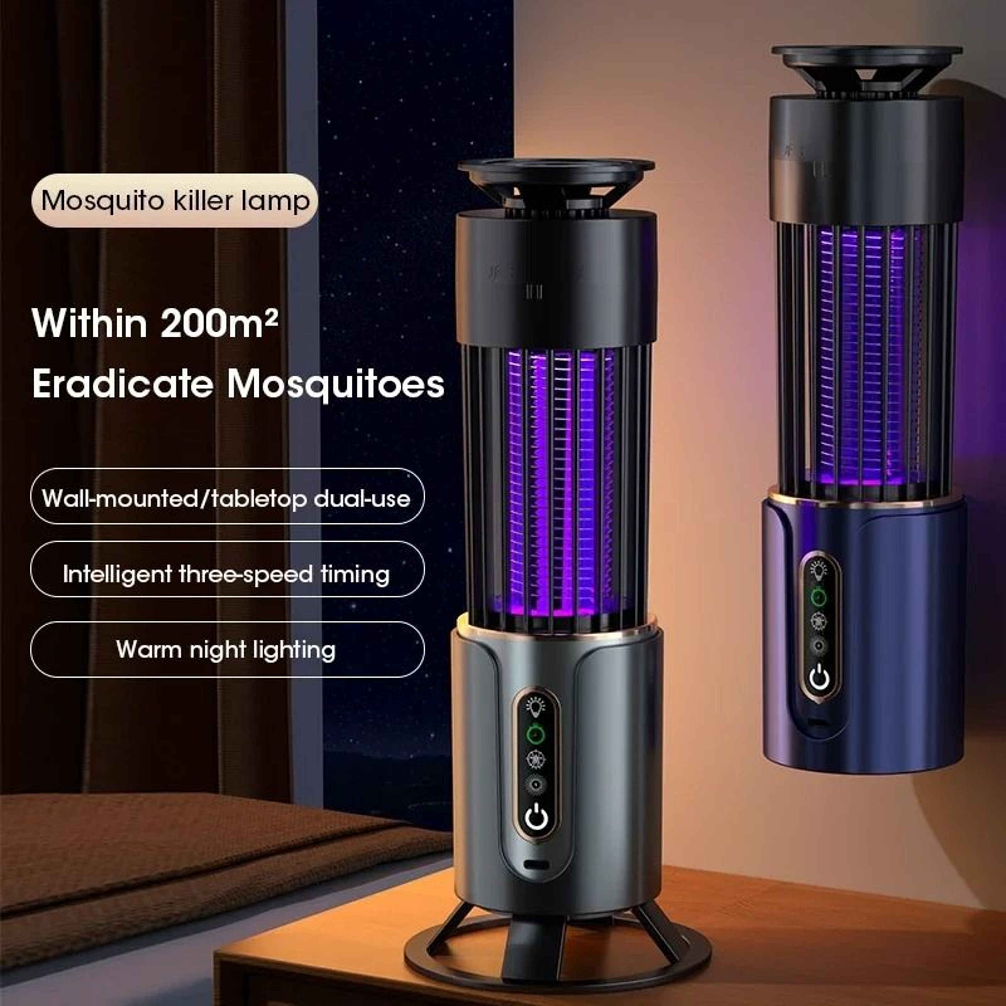 Mosquito Killer Lamp Camping Lantern With USB Rechargeable Insect Trap And Electric Swatter Functio 0