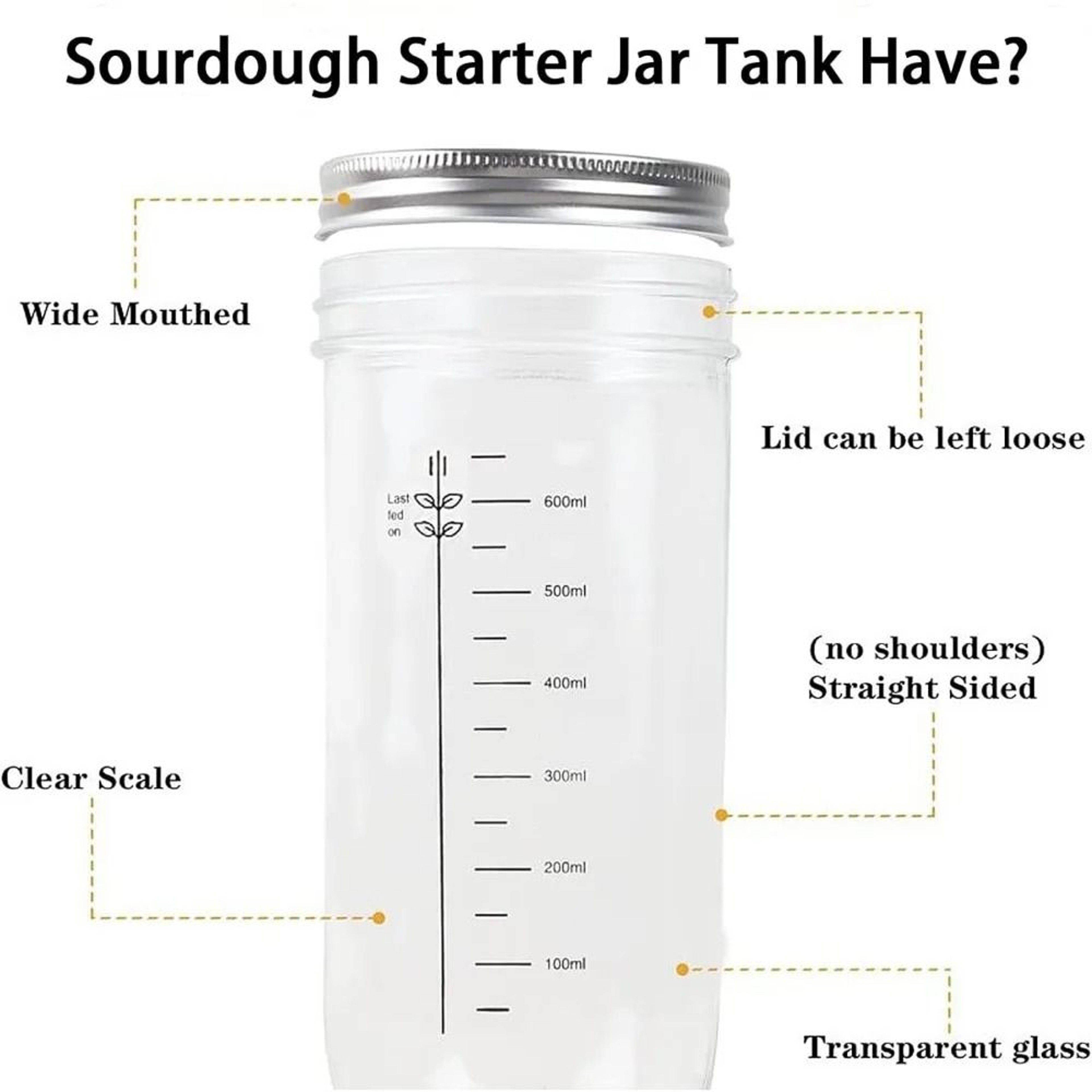 Sourdough Starter Container With Feeding Band Thermometer And Silicone Scraper 24 Oz 3