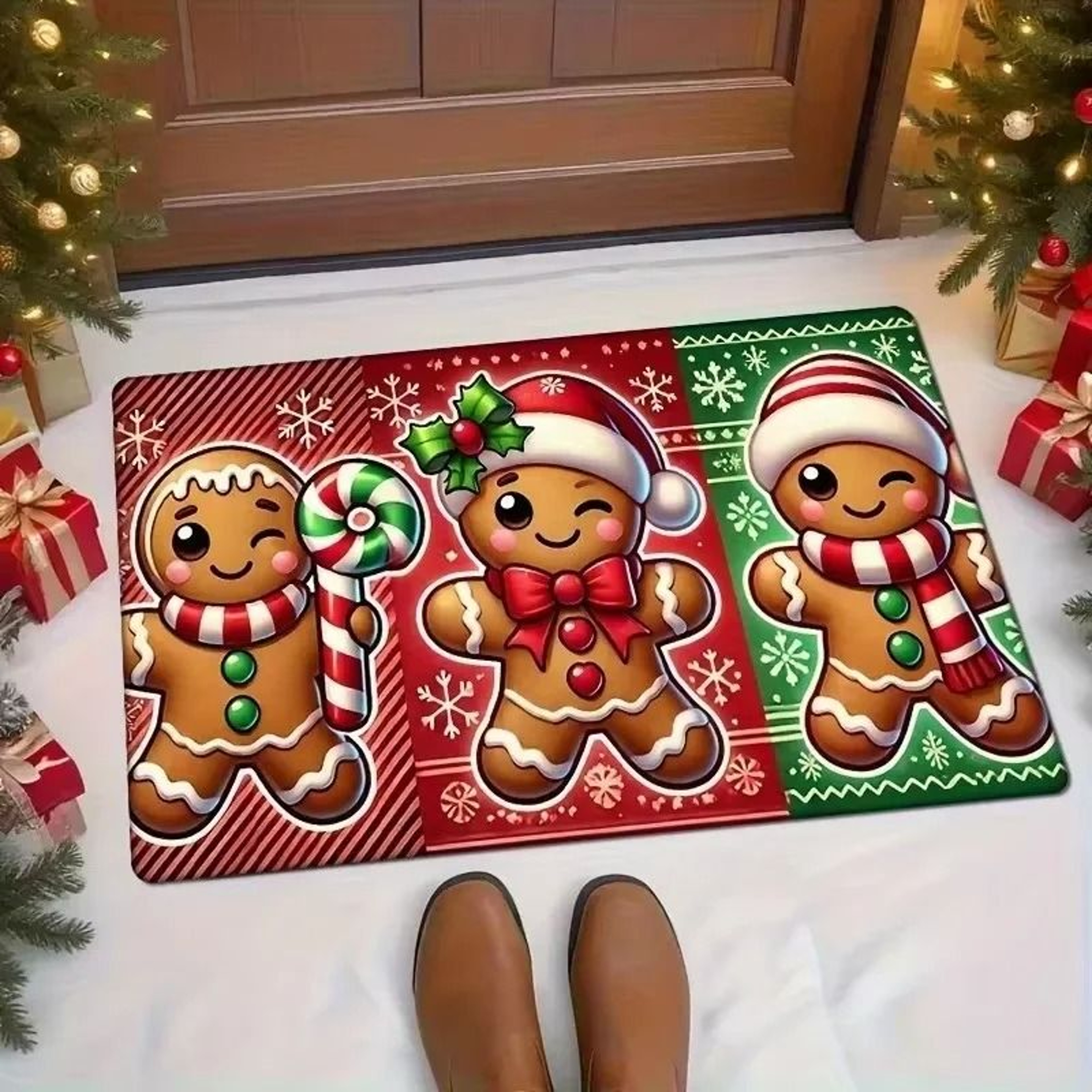 Christmas Carpet Gingerbread Man Doormat Soft Welcome Mat Living Room Rug For Bedroom Outdoor Home  10