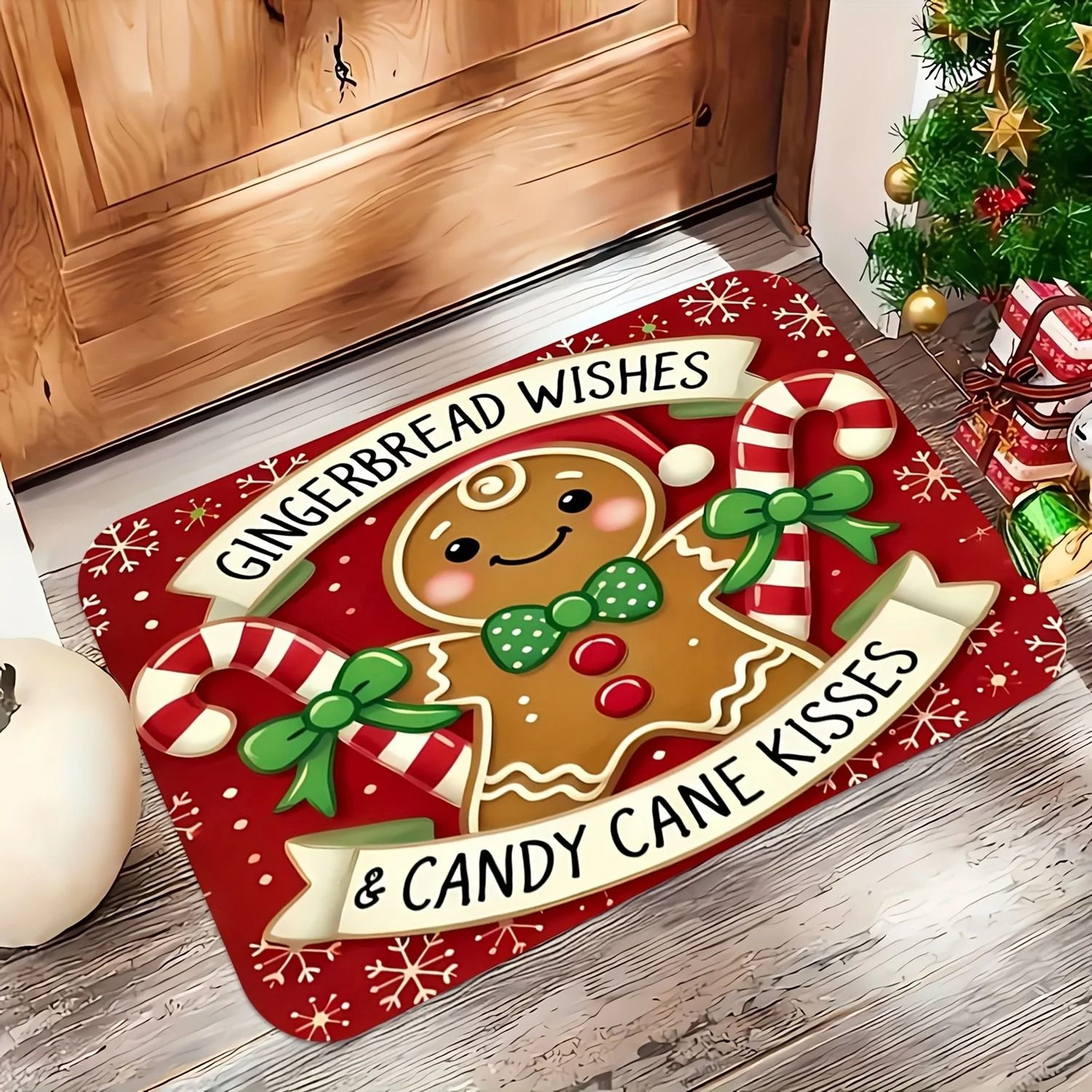 Christmas Carpet Gingerbread Man Doormat Soft Welcome Mat Living Room Rug For Bedroom Outdoor Home  8