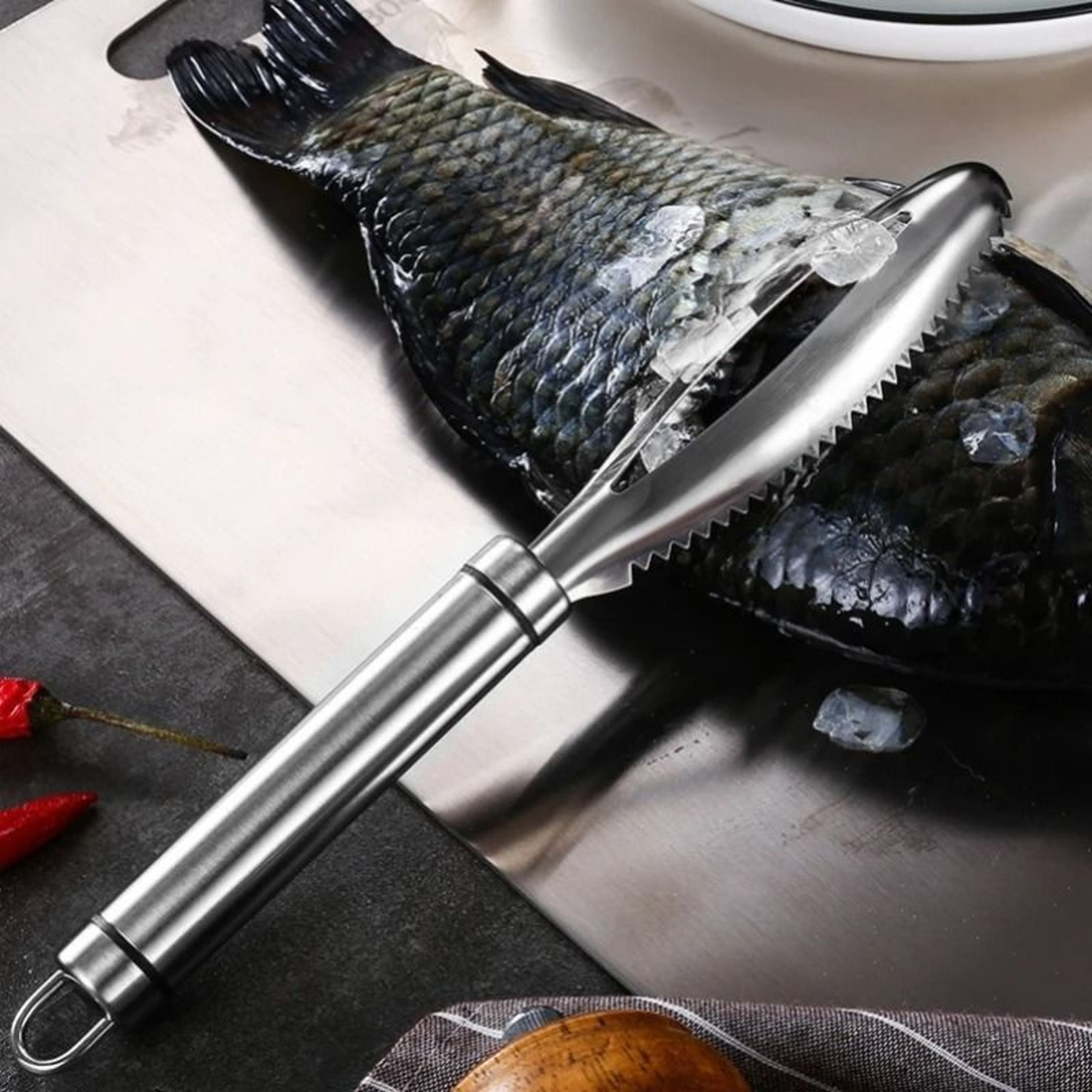 Stainless Steel Fish Scale Scraper And Bone Tweezers Set 0