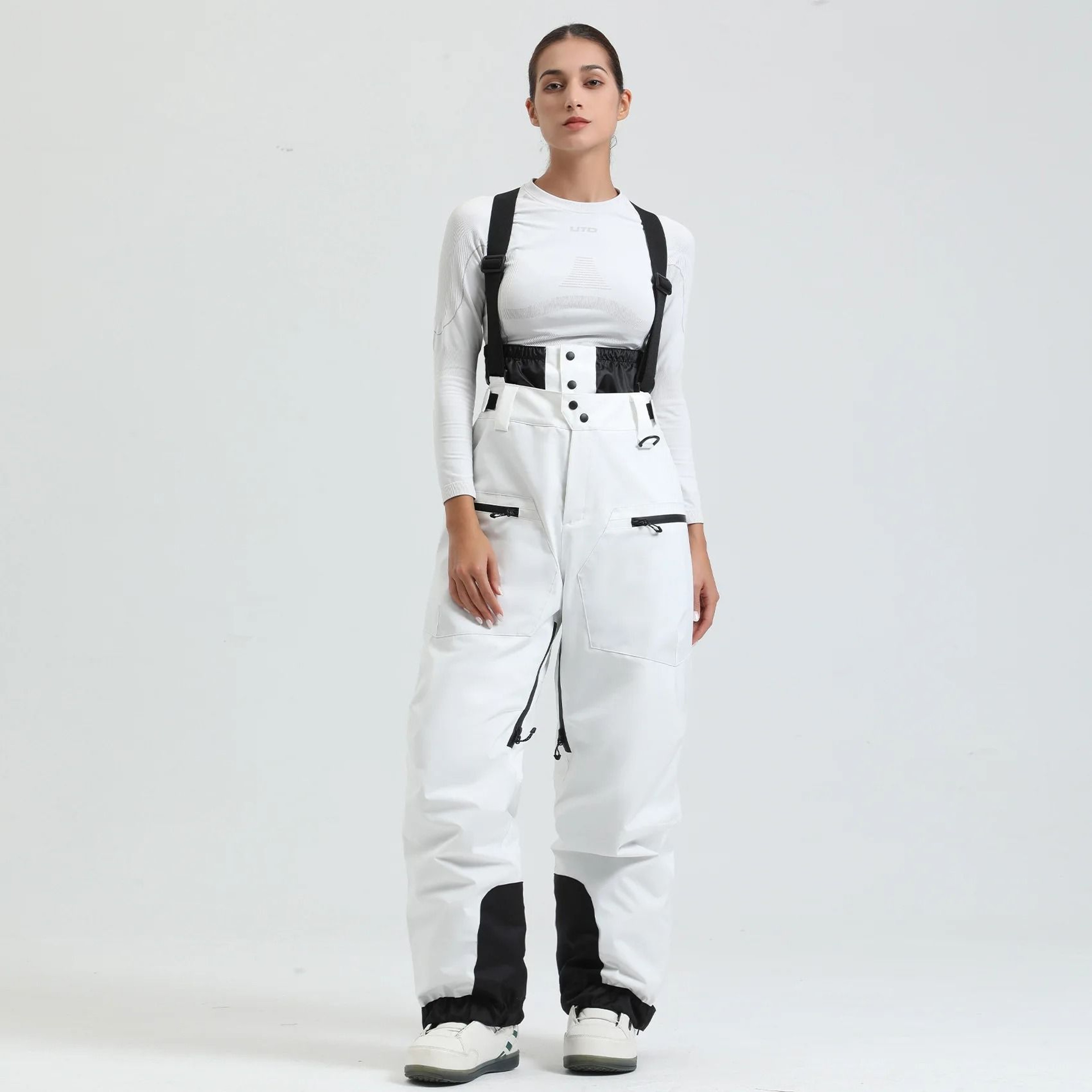 Womens Waterproof Insulated Ski Pants With Suspenders Warm Winter Snowboard Overalls 15