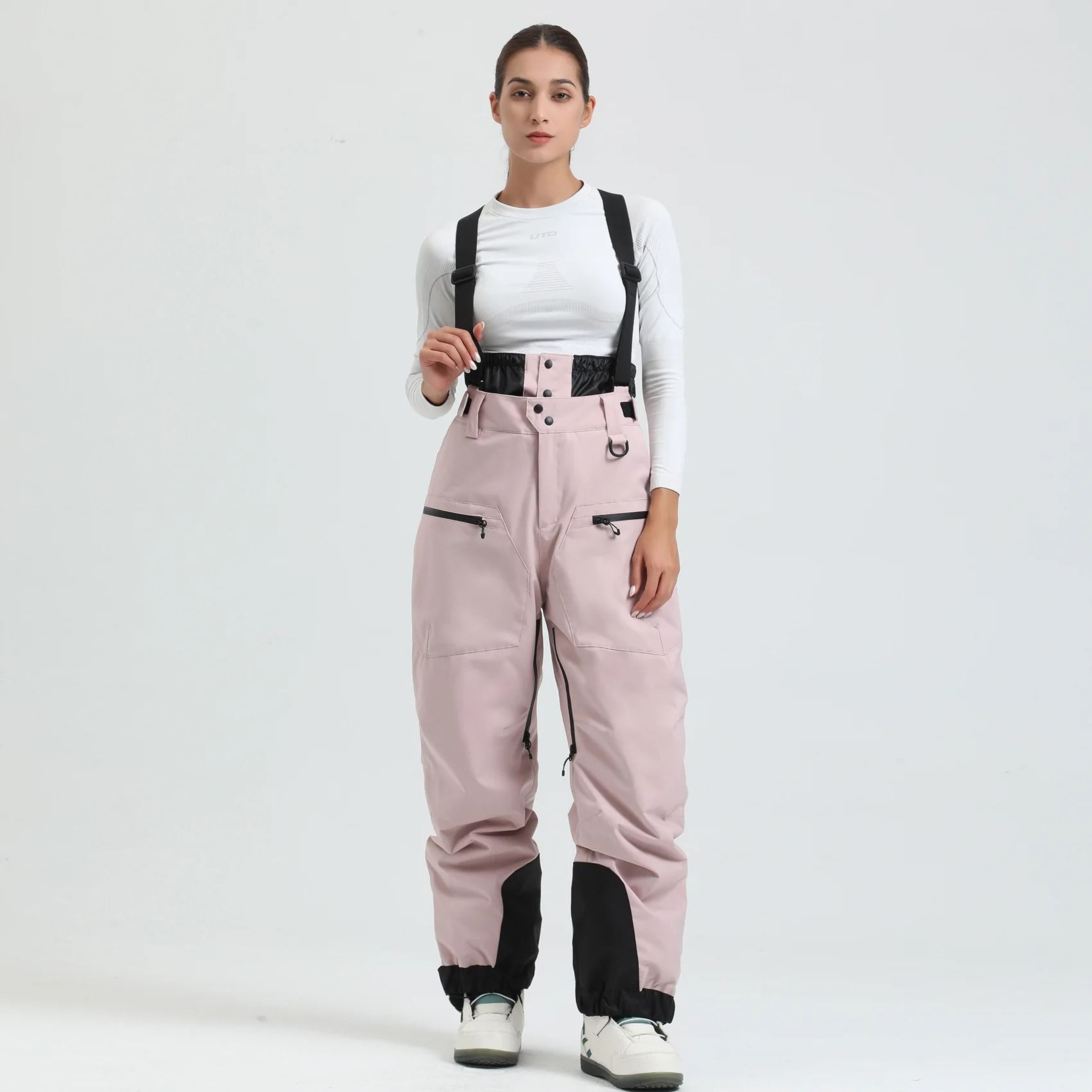 Womens Waterproof Insulated Ski Pants With Suspenders Warm Winter Snowboard Overalls 18