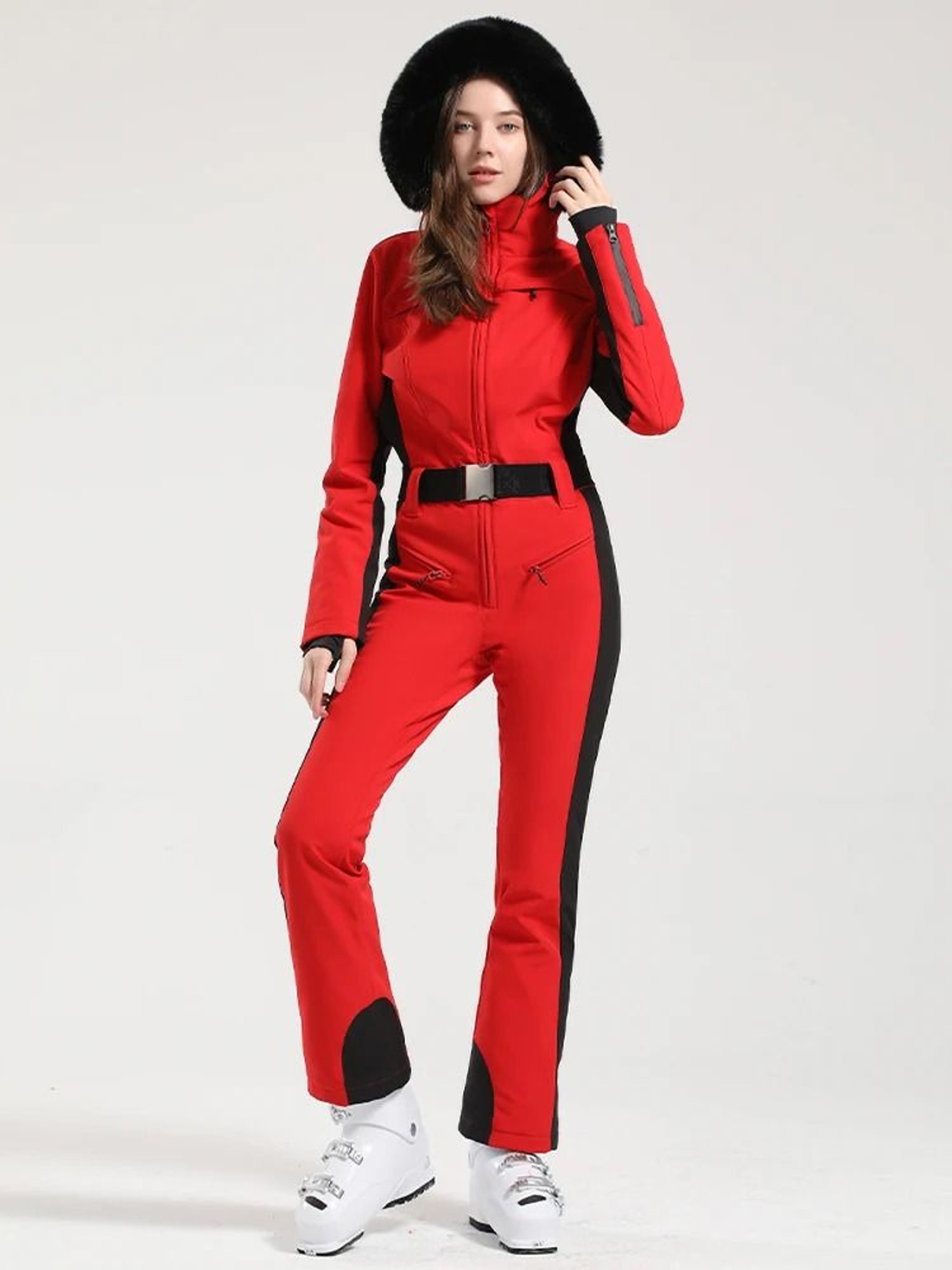 Women One Piece Ski Suit Winter Waterproof Windproof Thick Snowboard Overalls 17