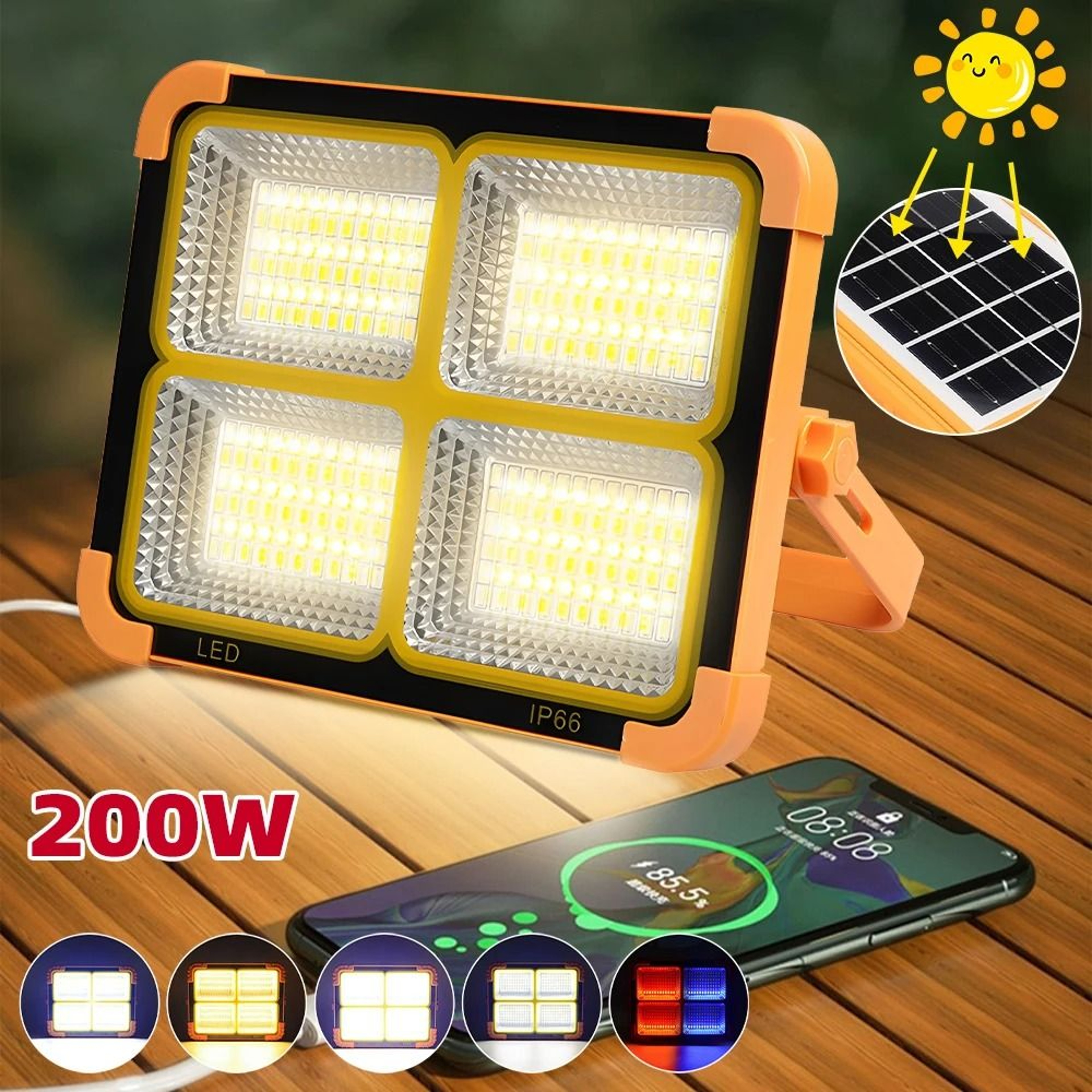 Portable Solar Rechargeable Camping Work Light 6