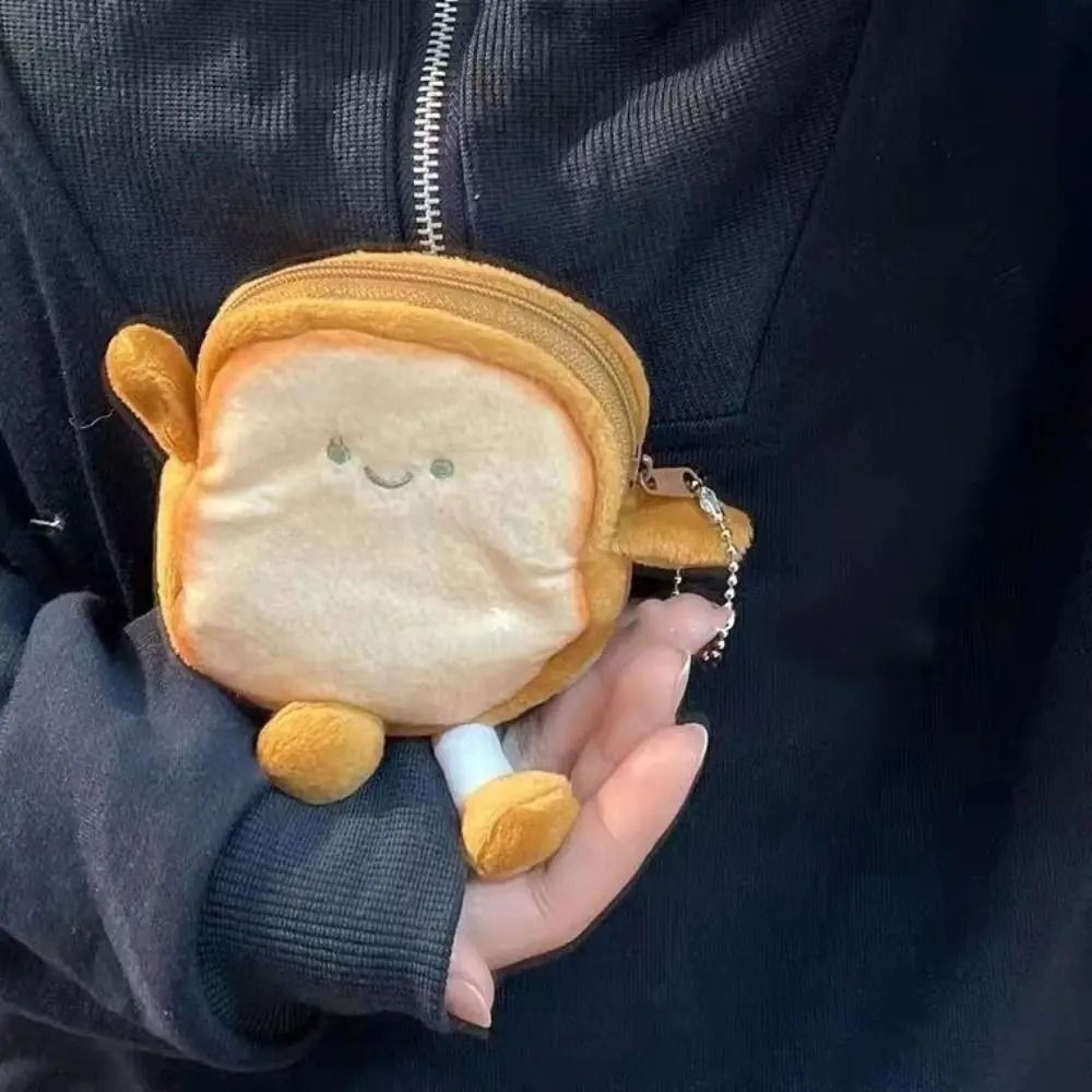 Cartoon Toast Plush Coin Purse And Key Pouch 6