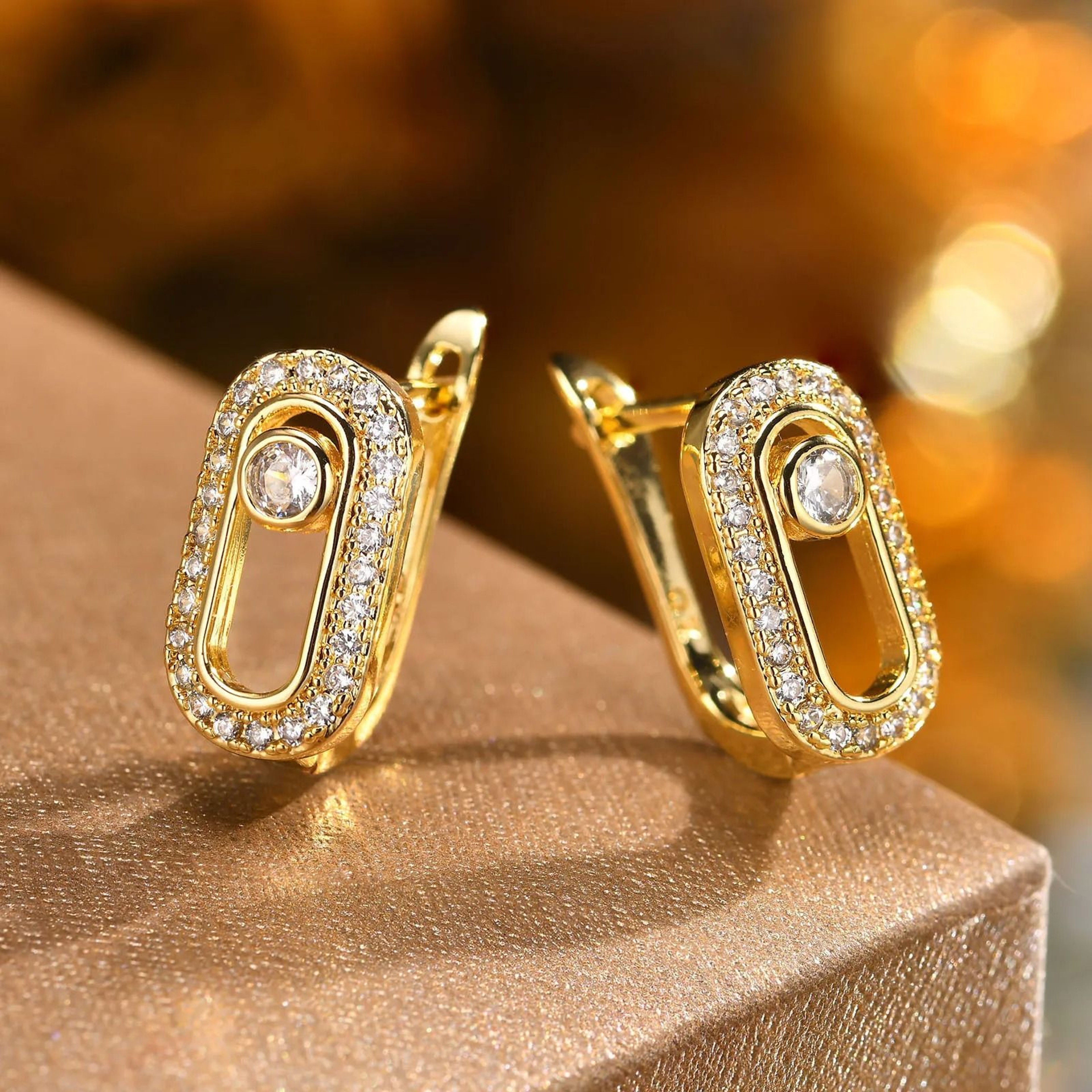 Triple Heart Cubic Zirconia Hoop Earrings 3