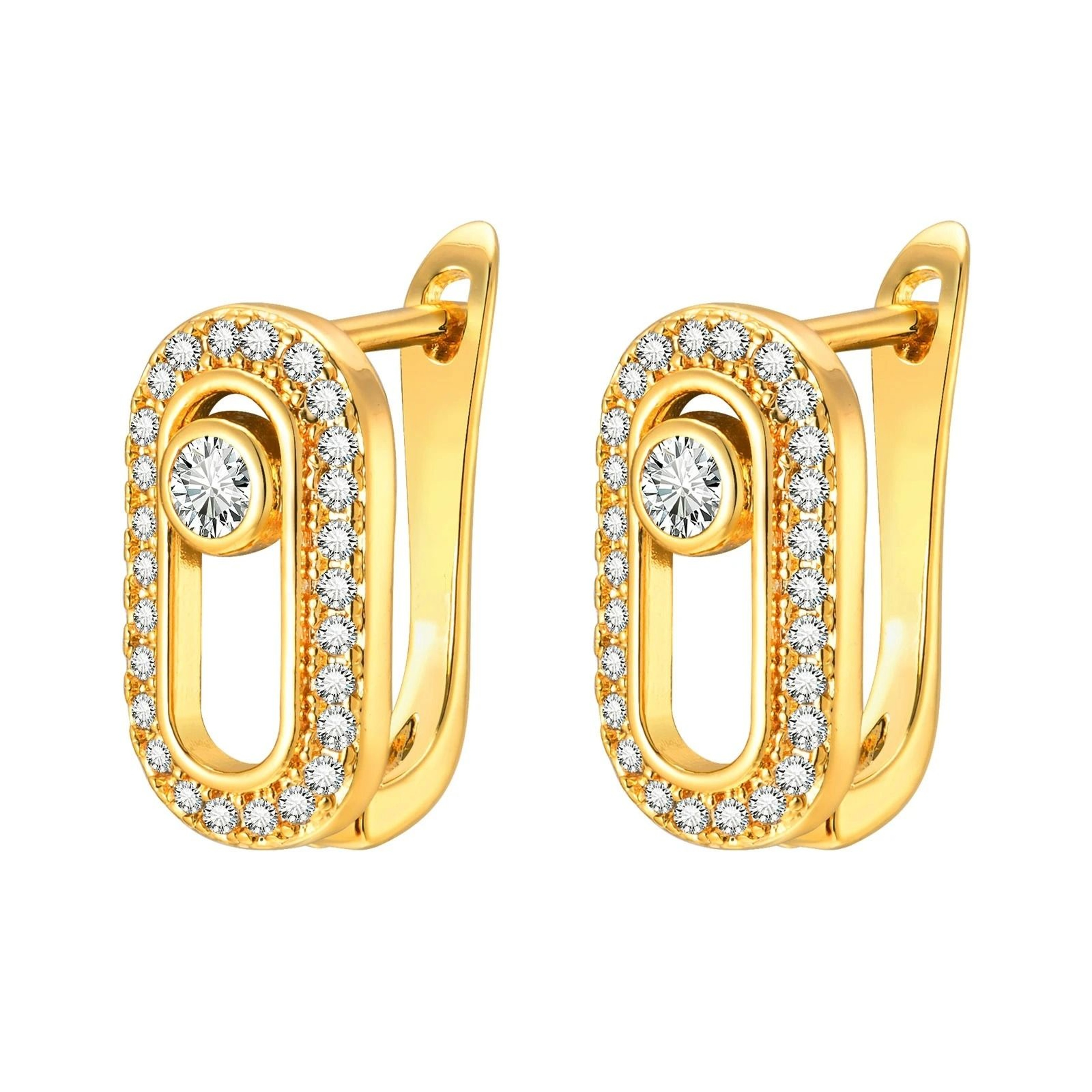 Triple Heart Cubic Zirconia Hoop Earrings 15