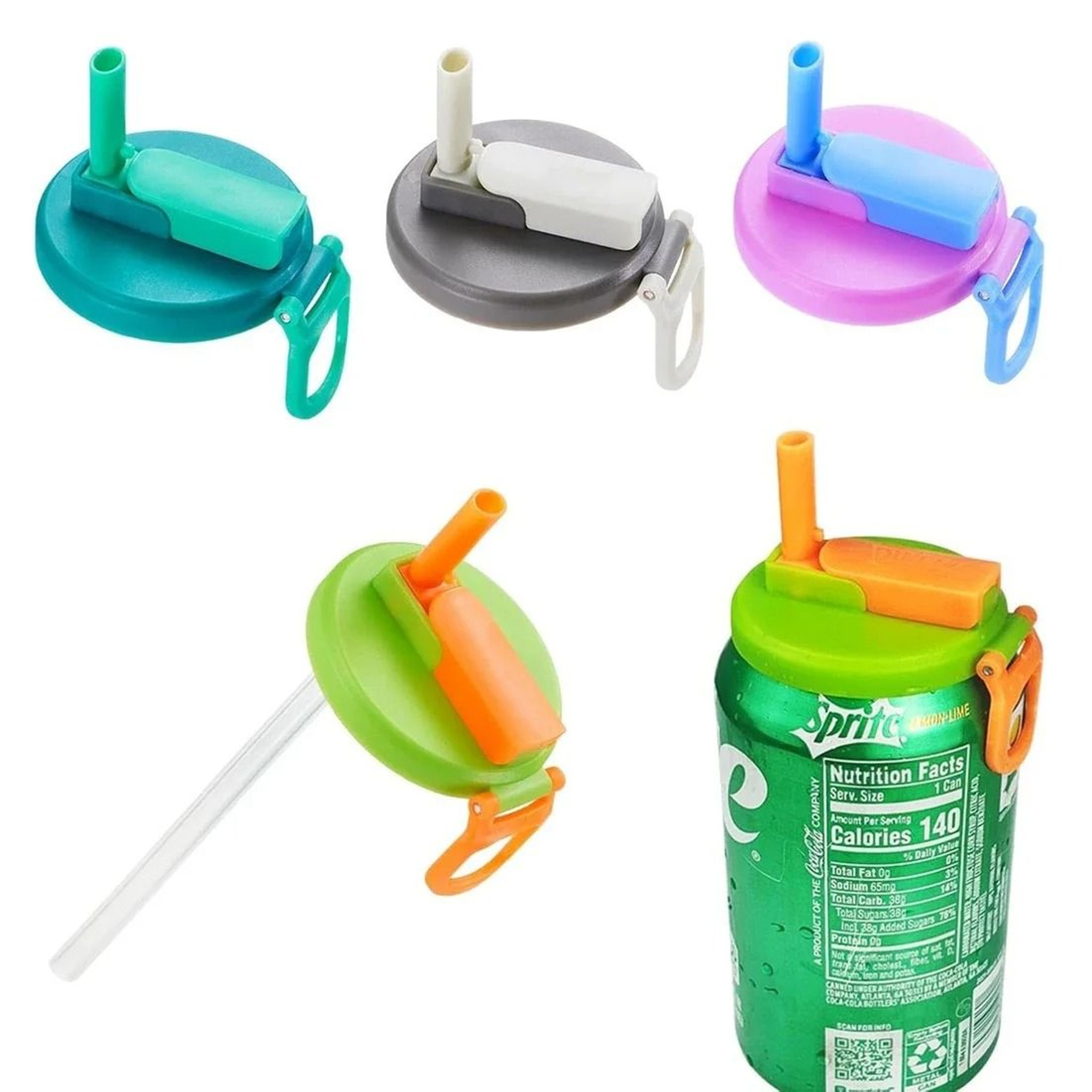 Reusable Soda Can Lid With Straw 0