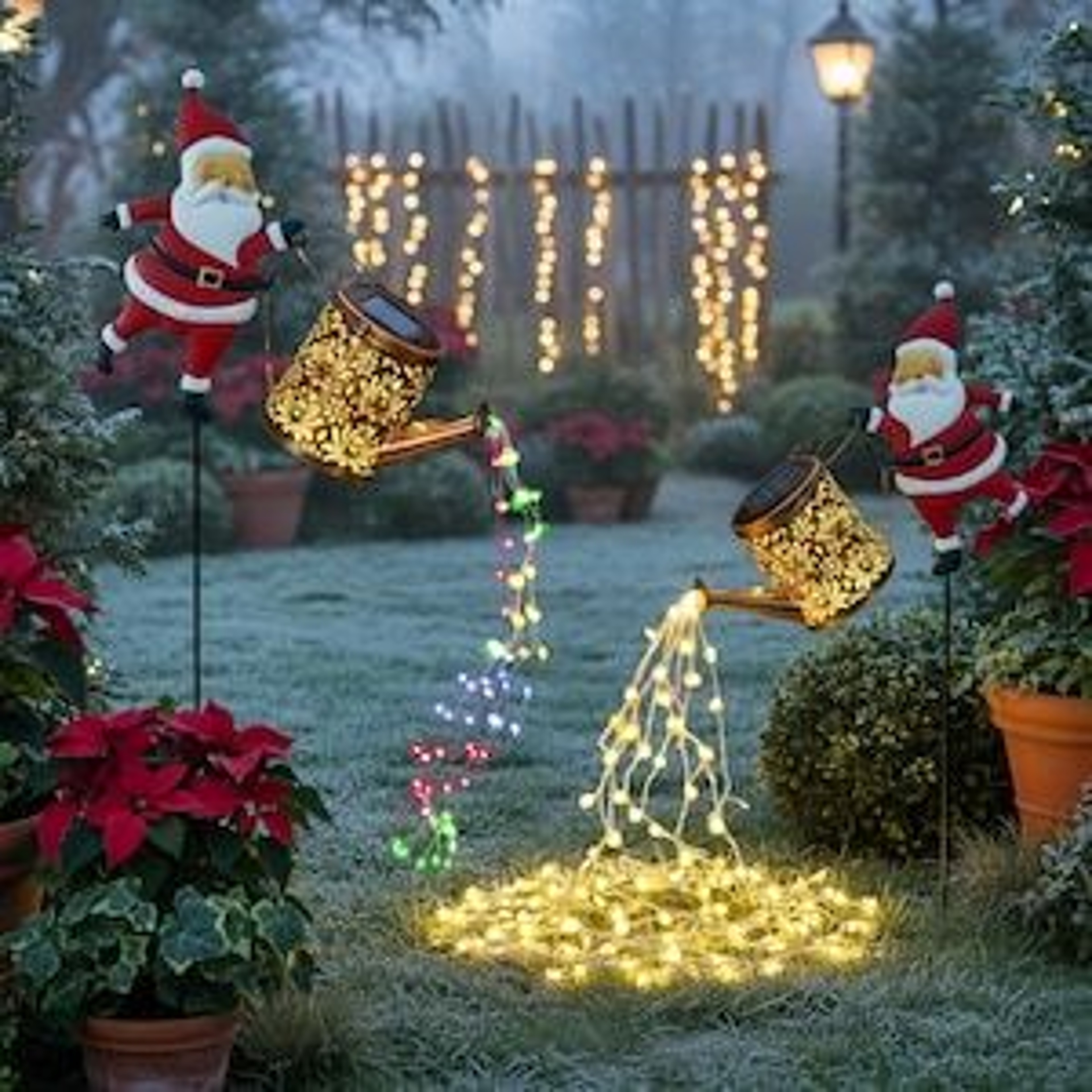 Solar Santa Claus Kettle Light for Garden and Outdoor Christmas Decoration – view 3
