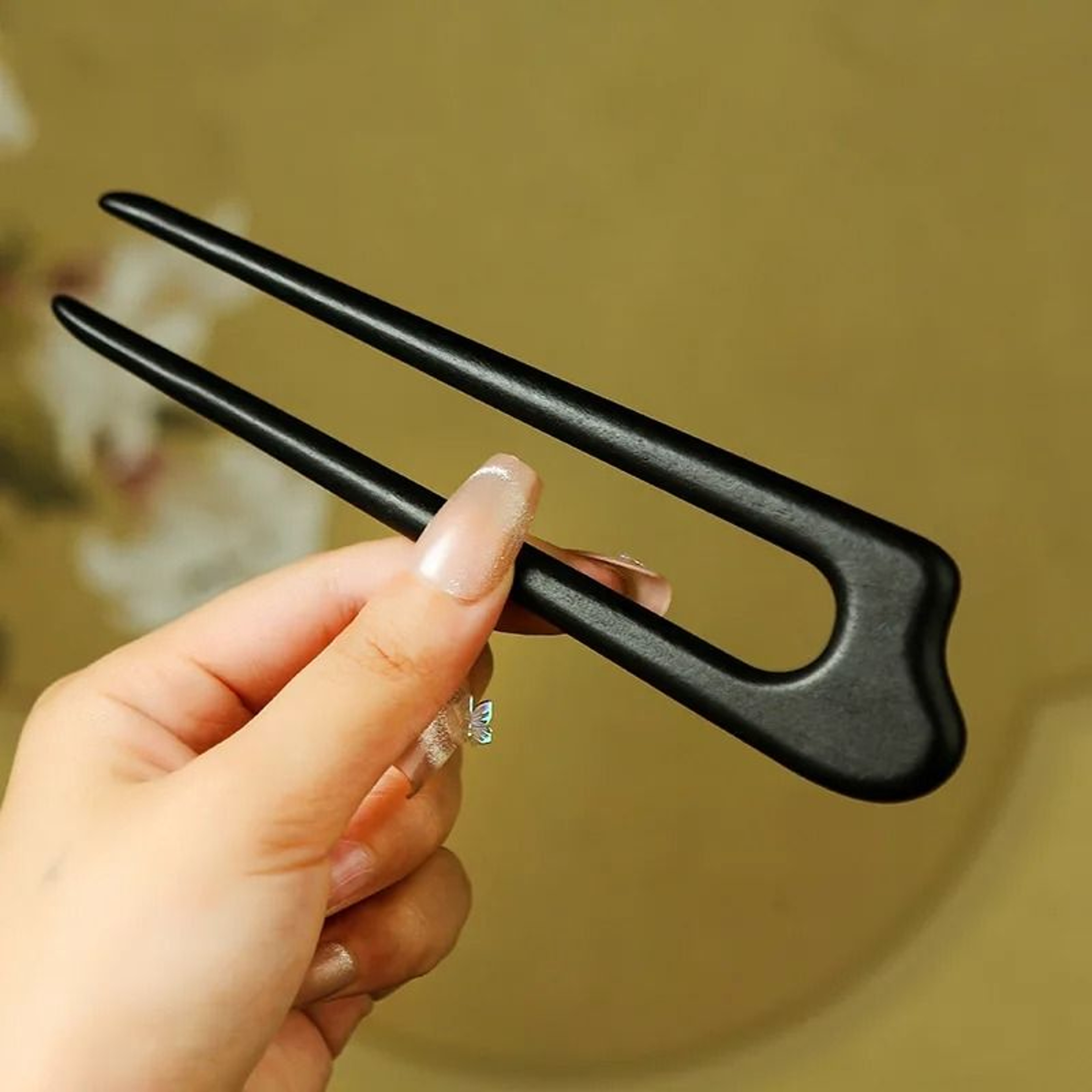 Wooden U Shaped Hair Stick 5