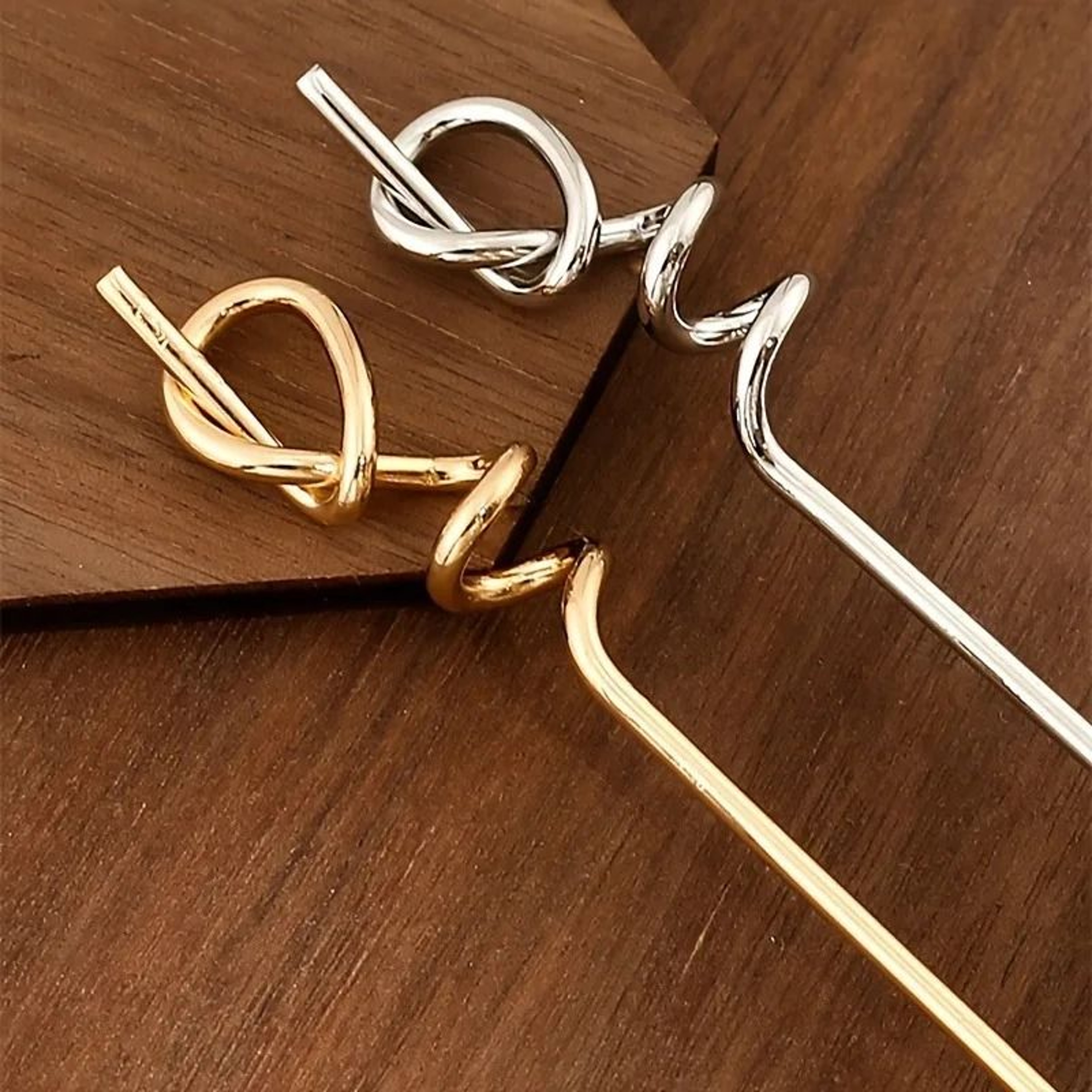 Golden Hip Hop Twist Hairpin  Simple Alloy Stick Pin For Effortless Cool Style 1pc Or 2pcs 0