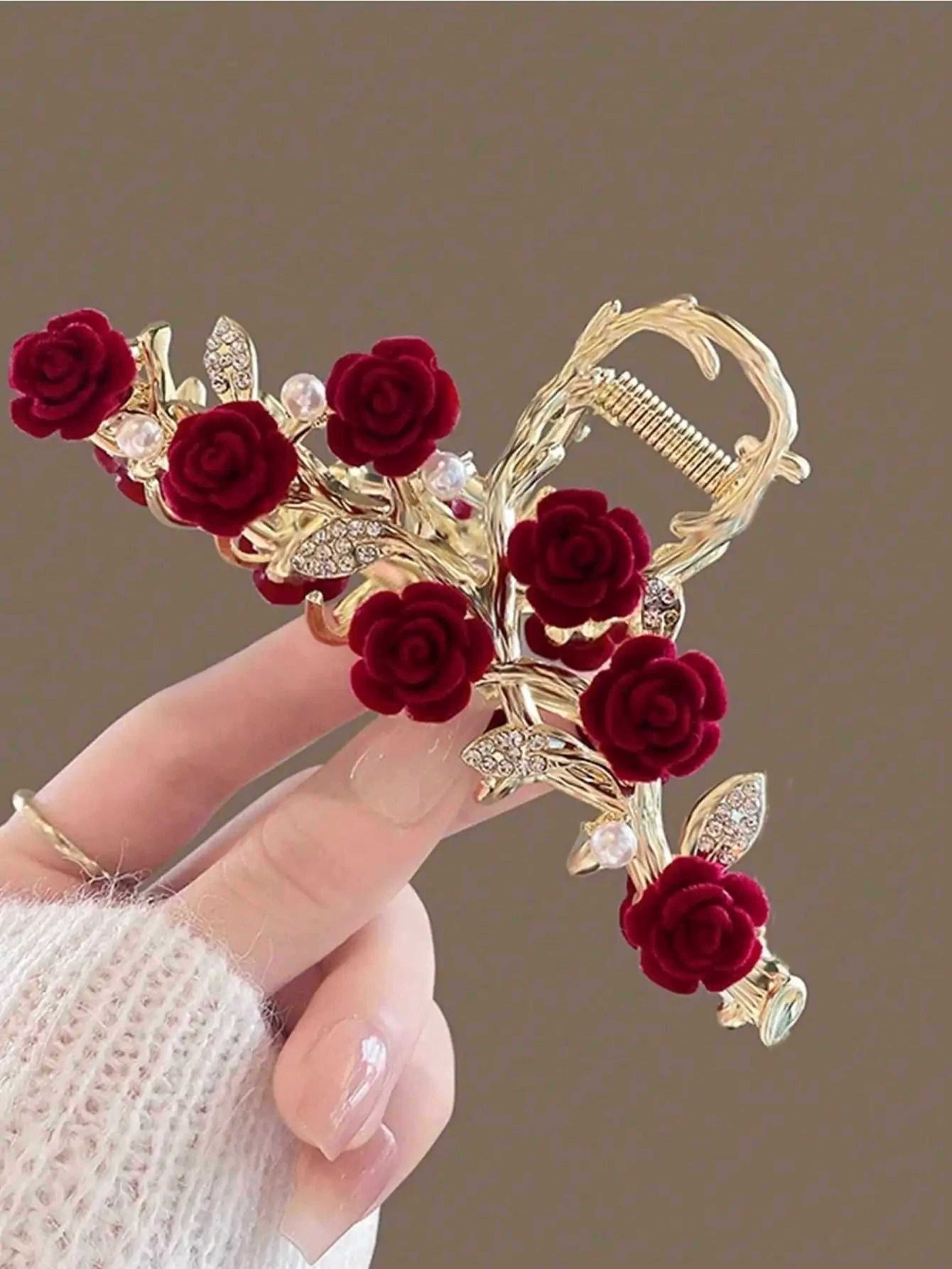 Antique Rose Hair Claw For Women 9