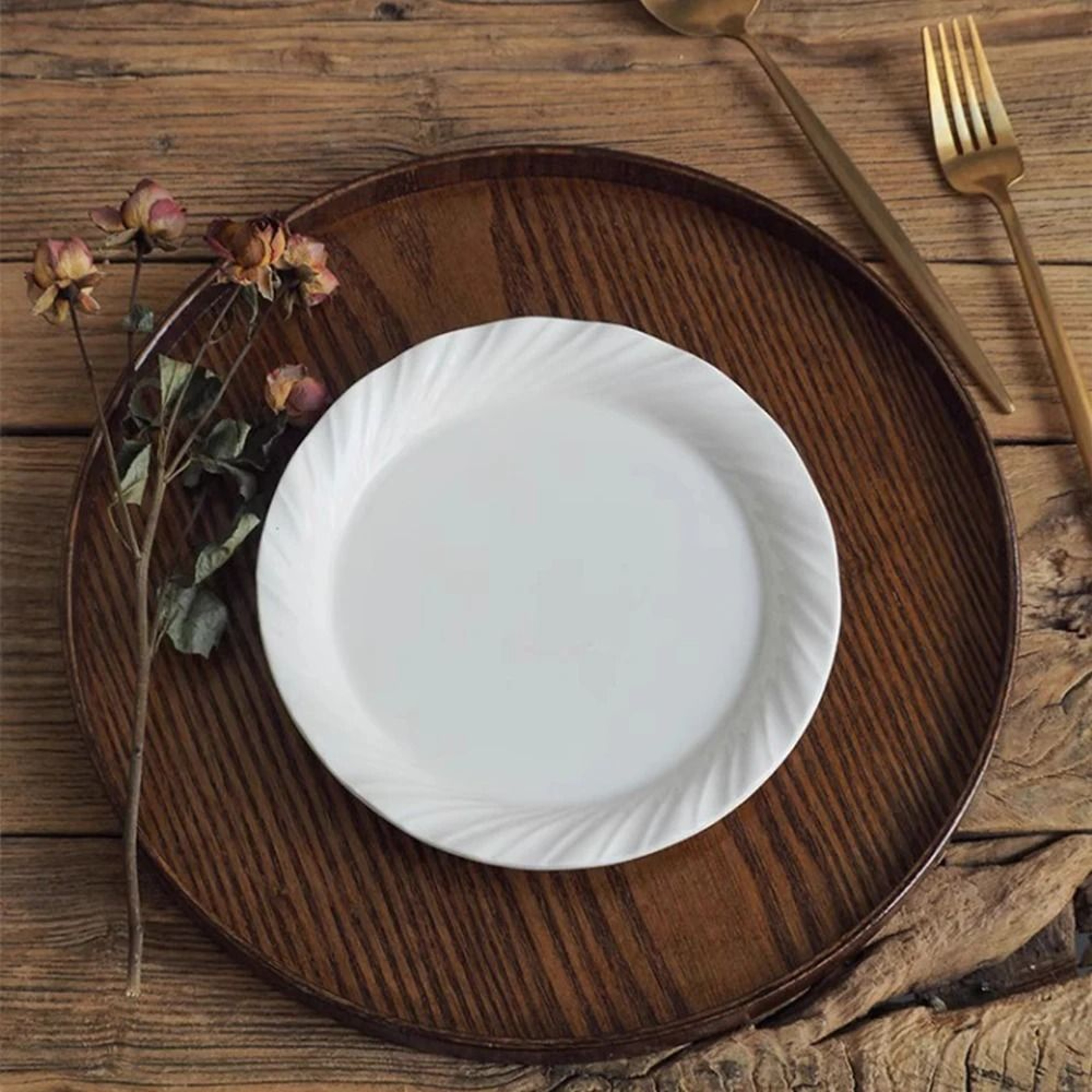 Round Wooden Serving Tray For Home And Kitchen 4