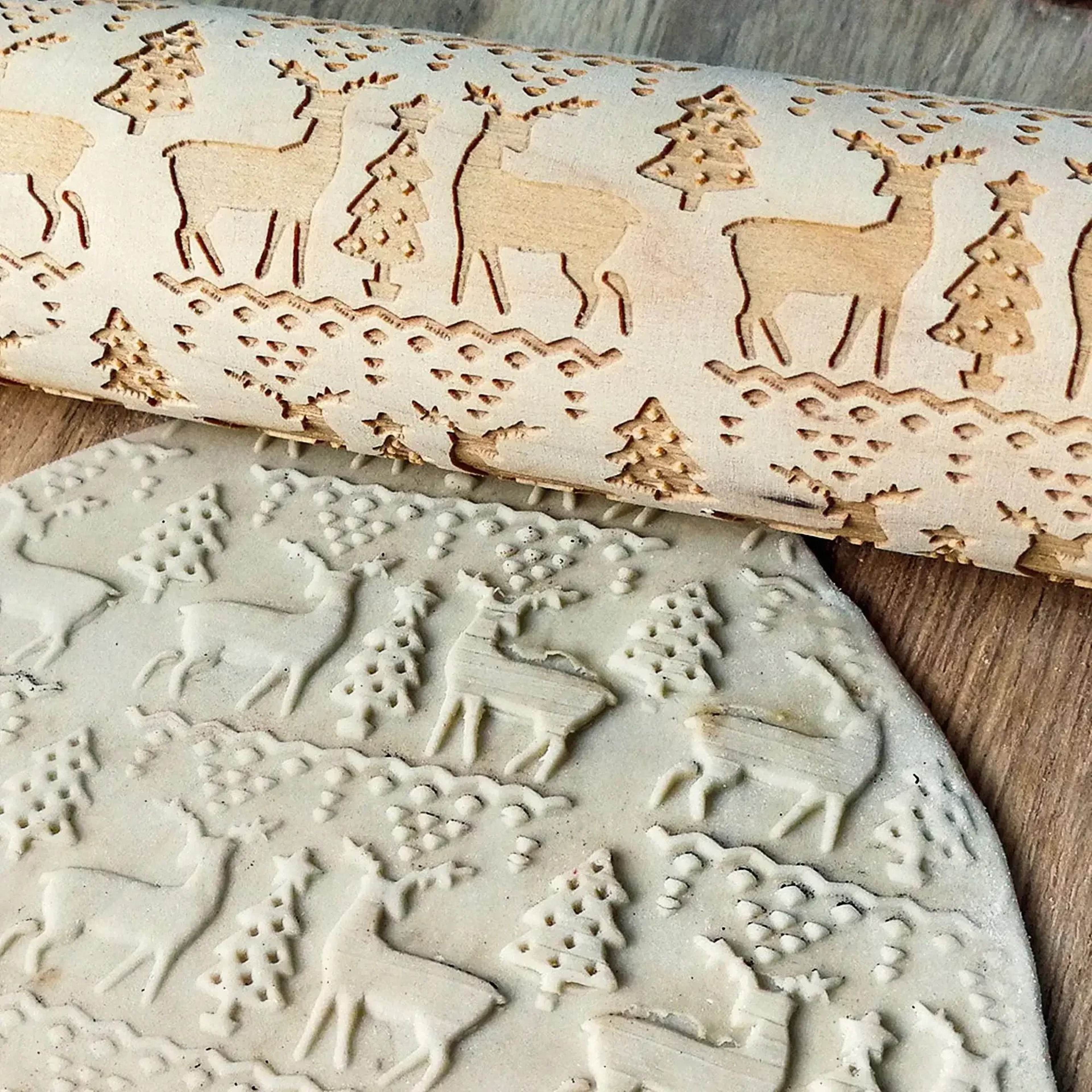 Engraved Wooden Christmas Rolling Pin For Cookies And Baking 5