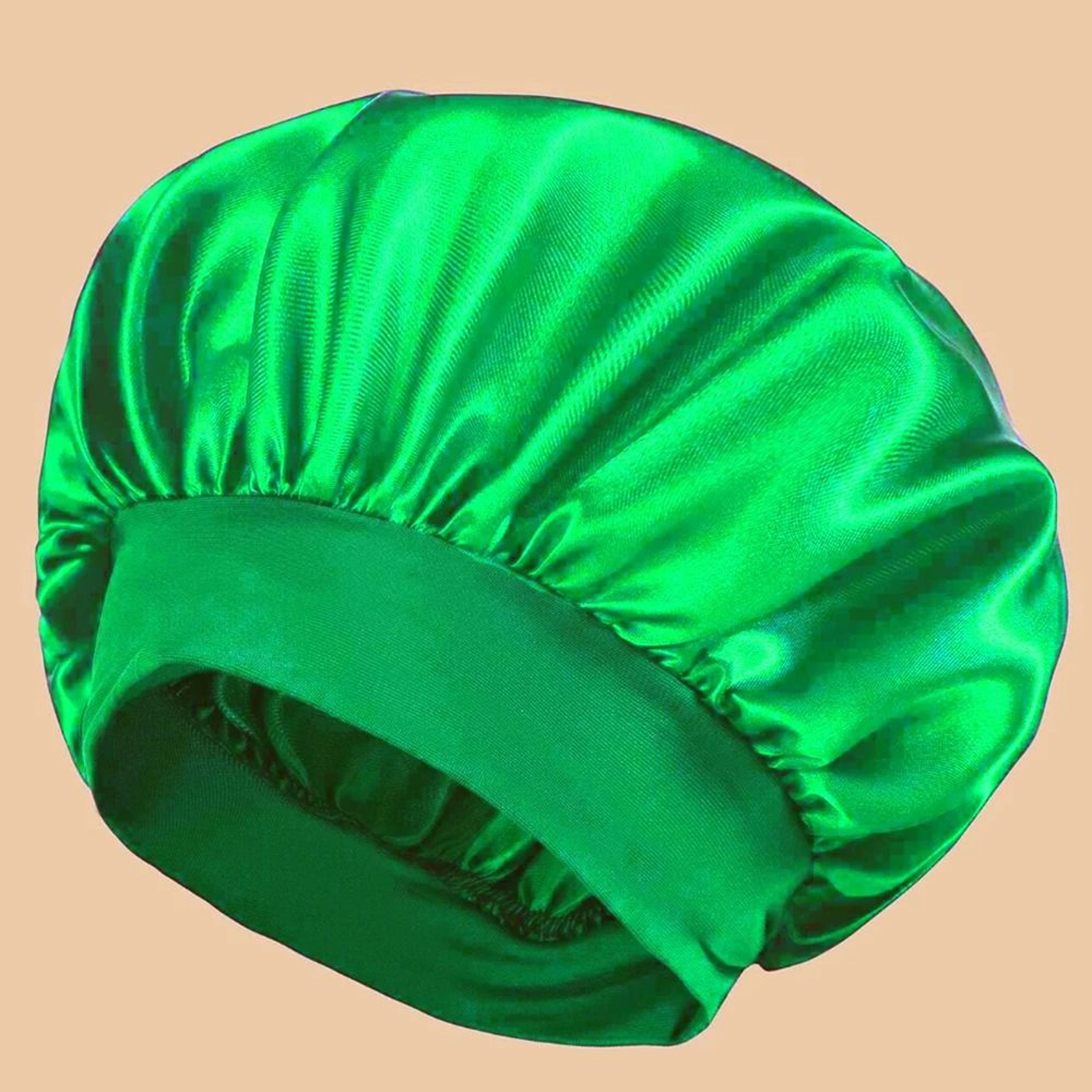 Women Satin Shower Cap Wide Brim Bonnet 9