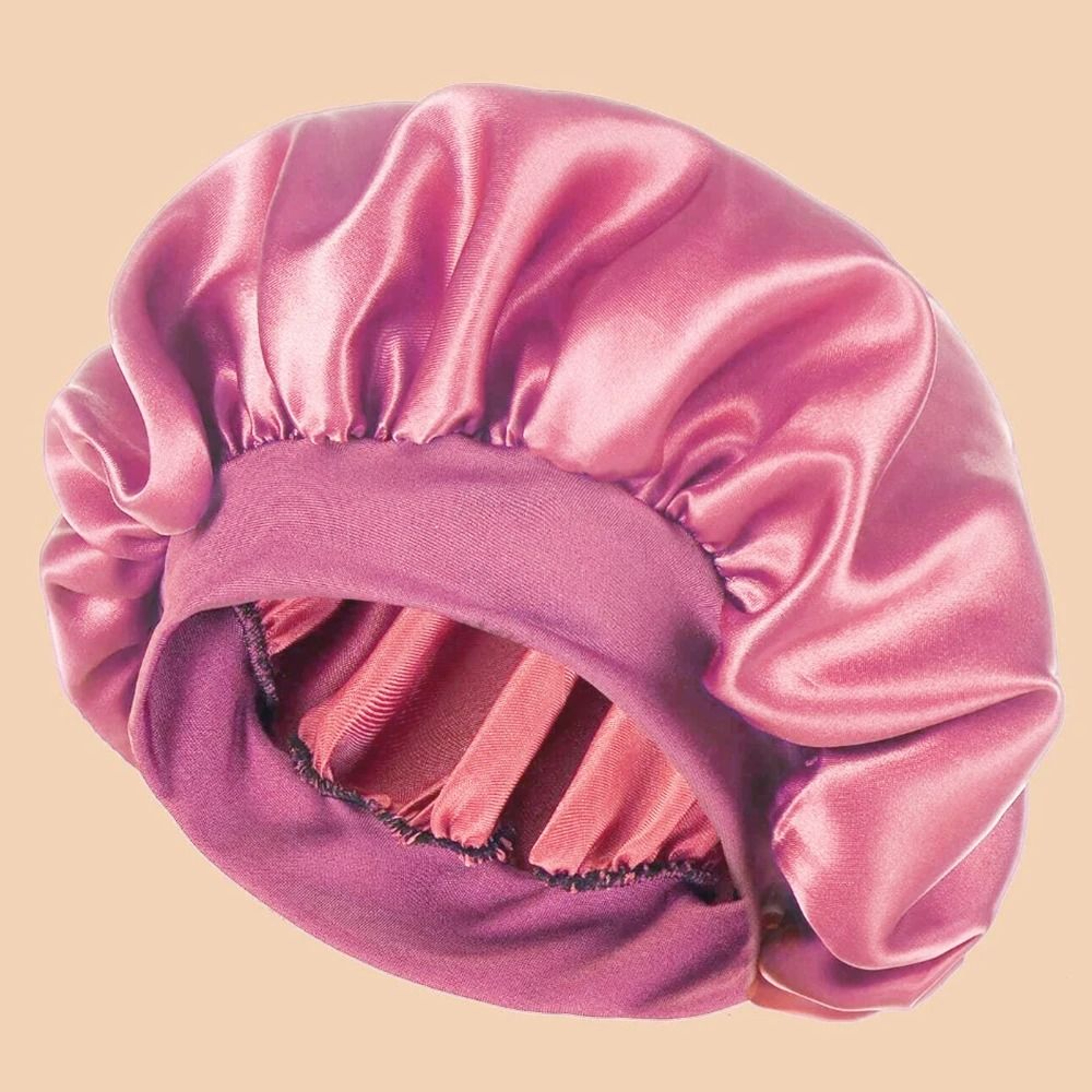 Women Satin Shower Cap Wide Brim Bonnet 7