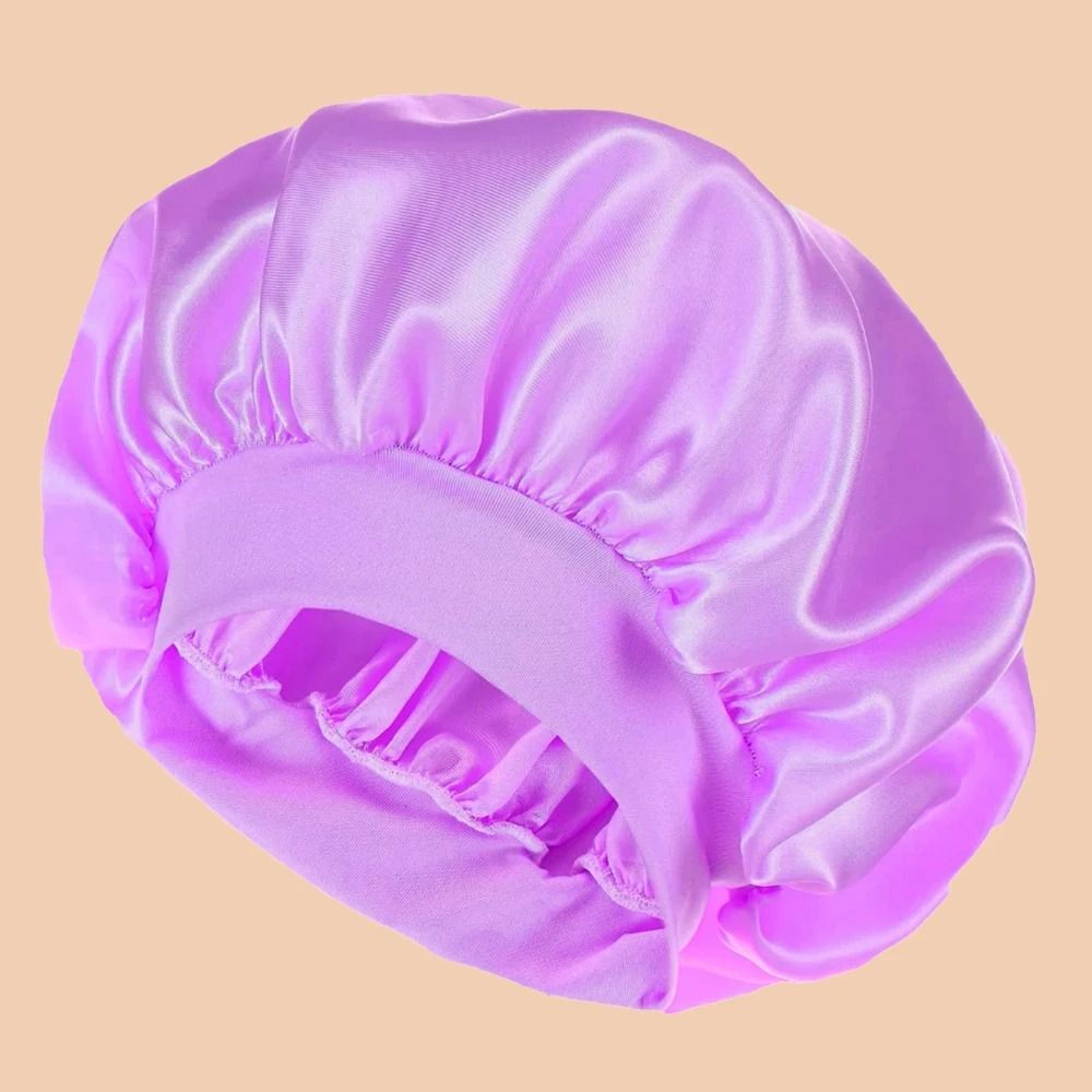 Women Satin Shower Cap Wide Brim Bonnet 13